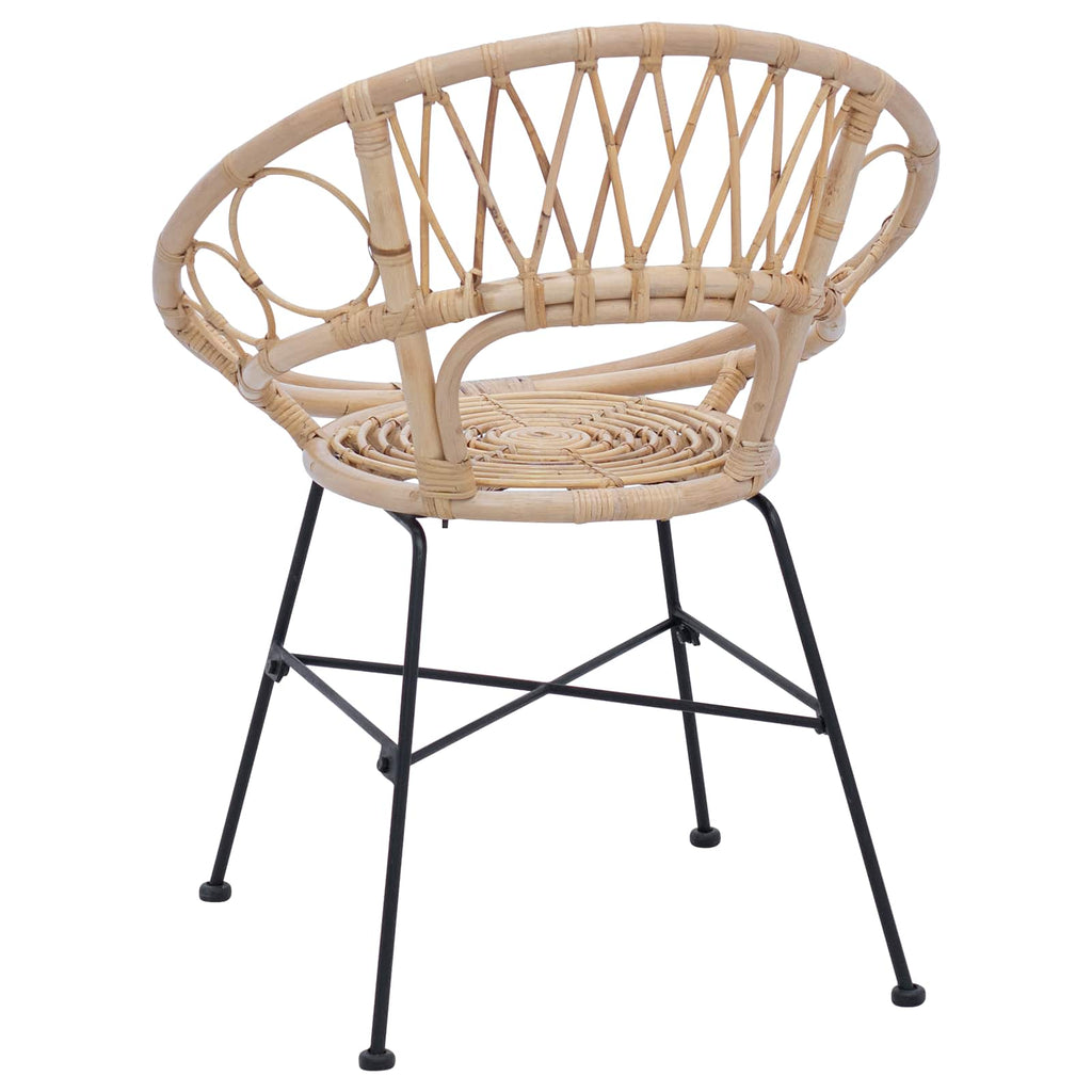 vidaXL Krzesło jadalniane 2 pcs Rattan i żelazo Naturalny