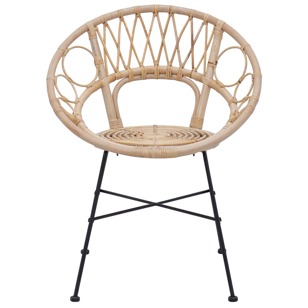 vidaXL Krzesło jadalniane 2 pcs Rattan i żelazo Naturalny