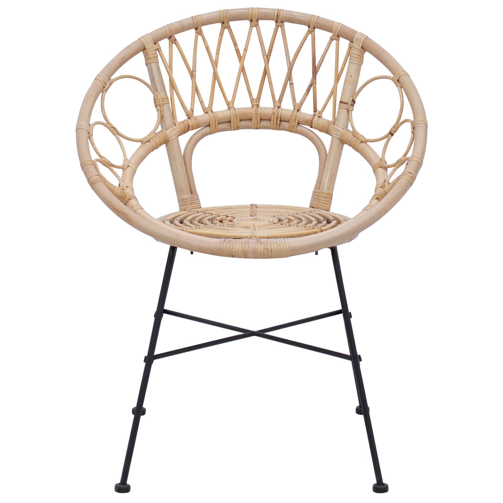 vidaXL Krzesło jadalniane 2 pcs Rattan i żelazo Naturalny