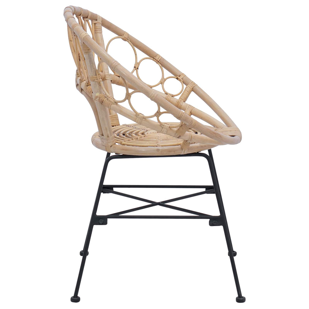 vidaXL Krzesło jadalniane 2 pcs Rattan i żelazo Naturalny