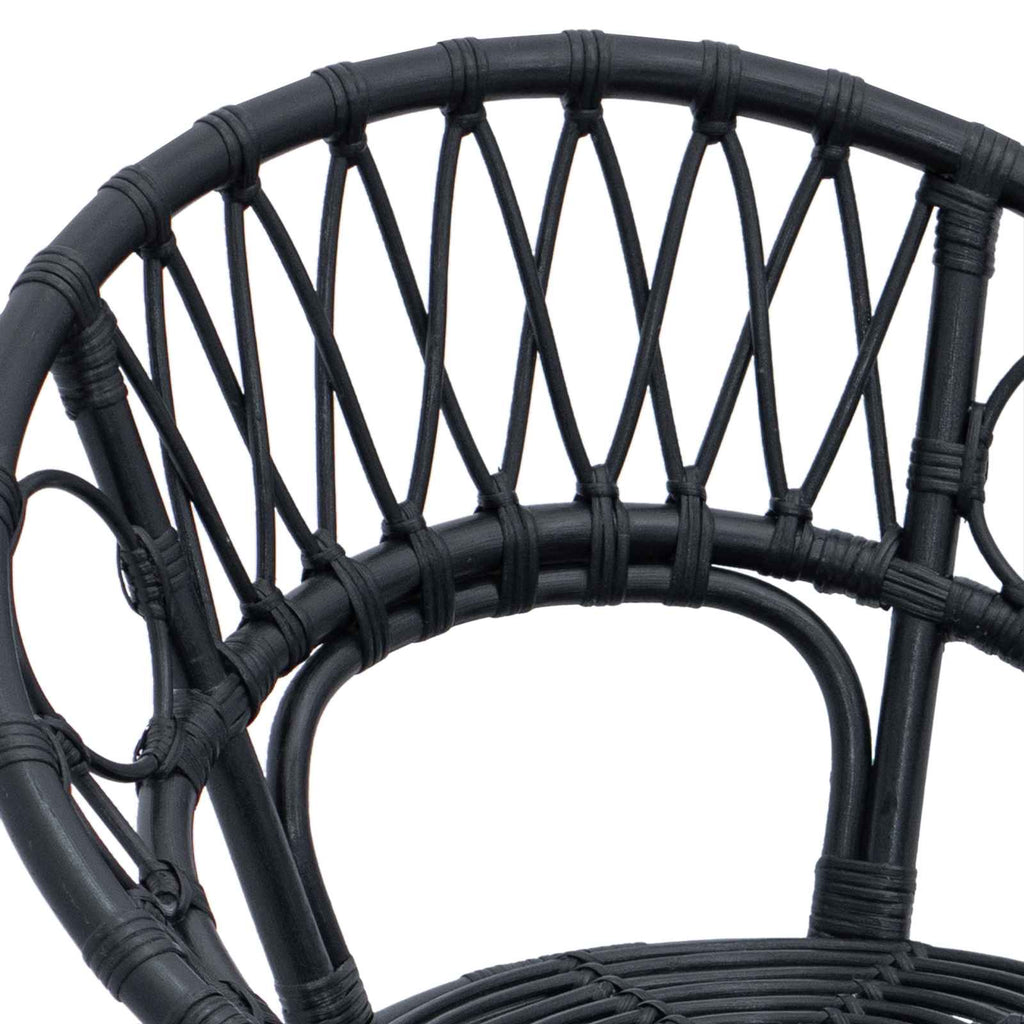 vidaXL Krzesło jadalniane 2 pcs Rattan i żelazo Czarny 54 x 65 x 82 cm