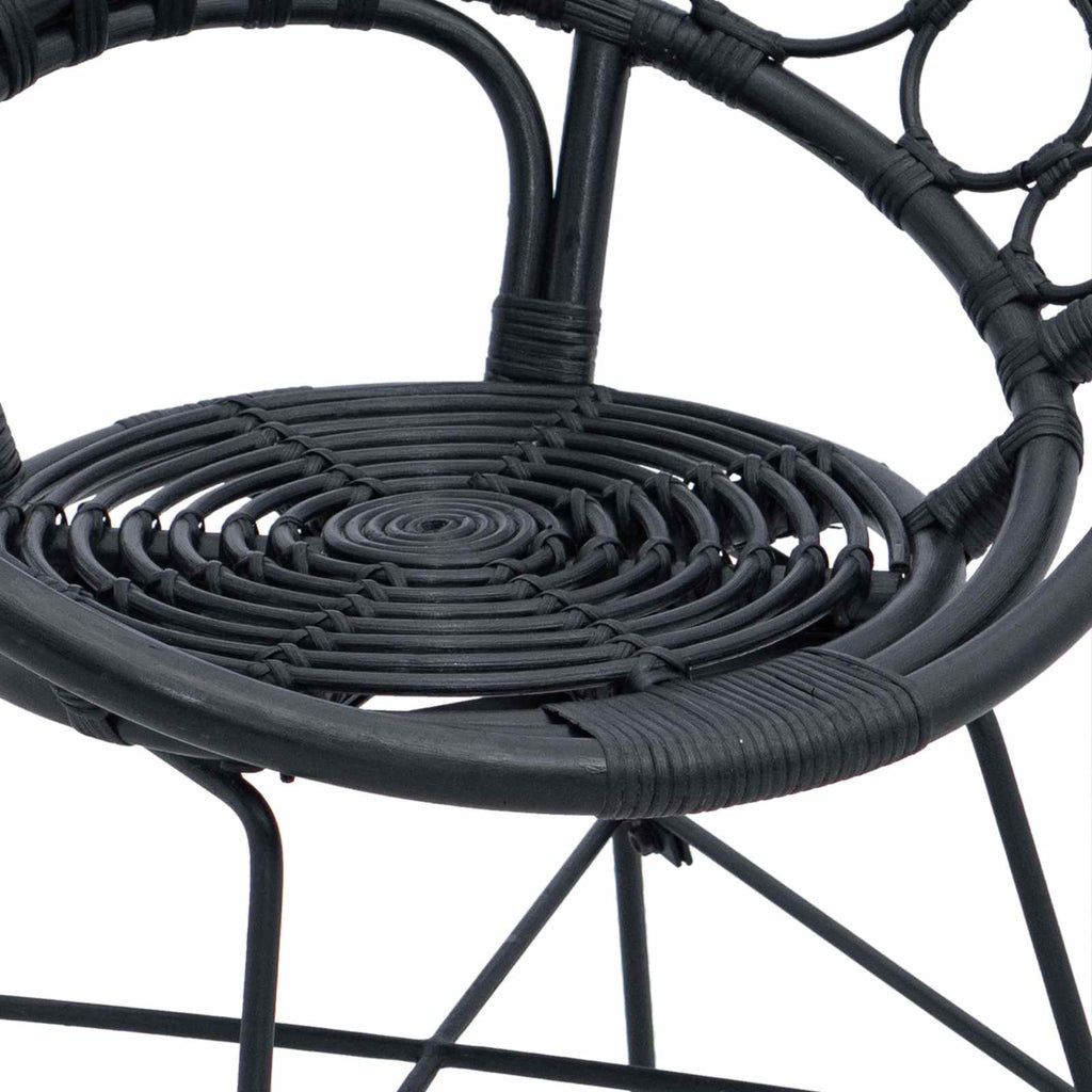 vidaXL Krzesło jadalniane 2 pcs Rattan i żelazo Czarny 54 x 65 x 82 cm
