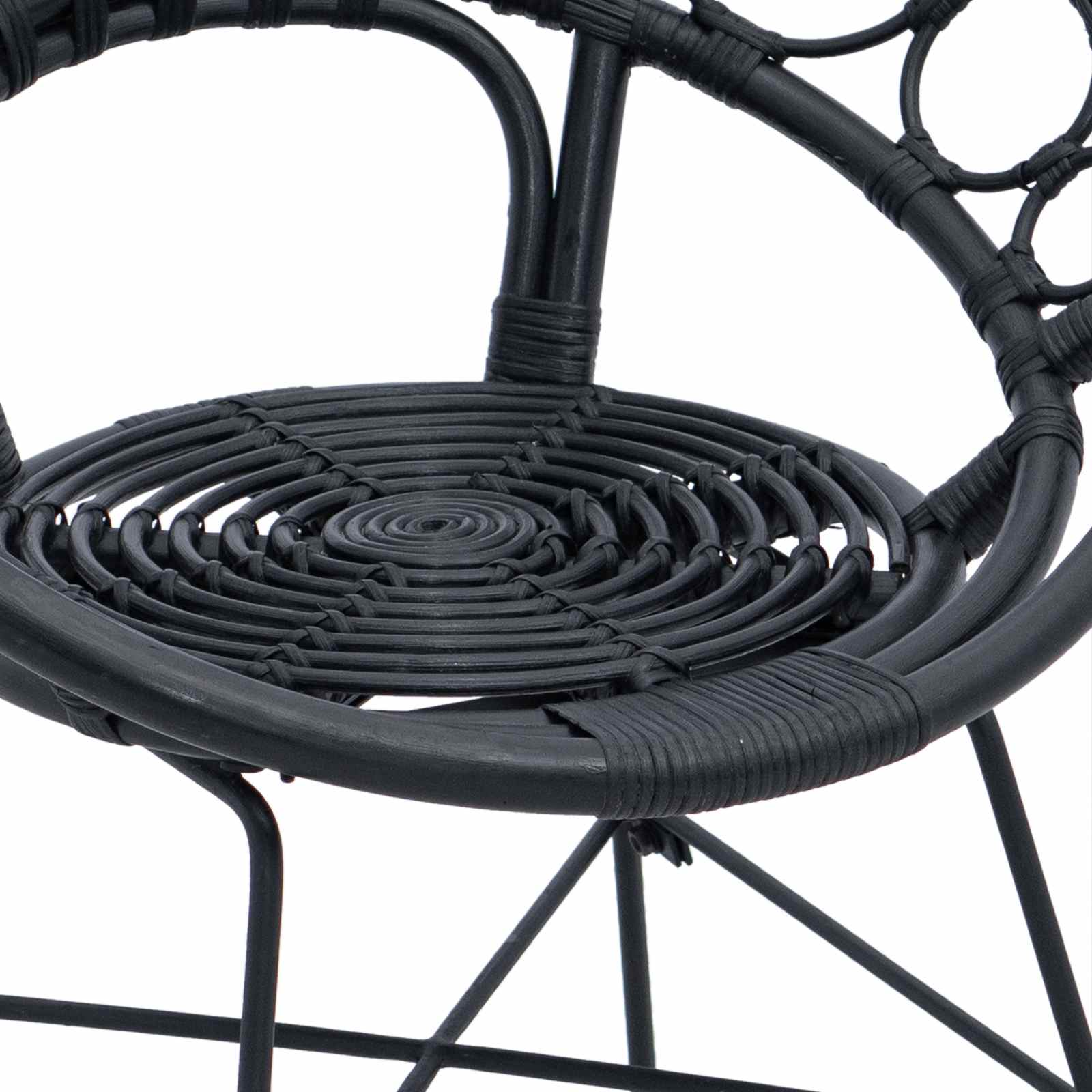 vidaXL Krzesło jadalniane 2 pcs Rattan i żelazo Czarny 54 x 65 x 82 cm