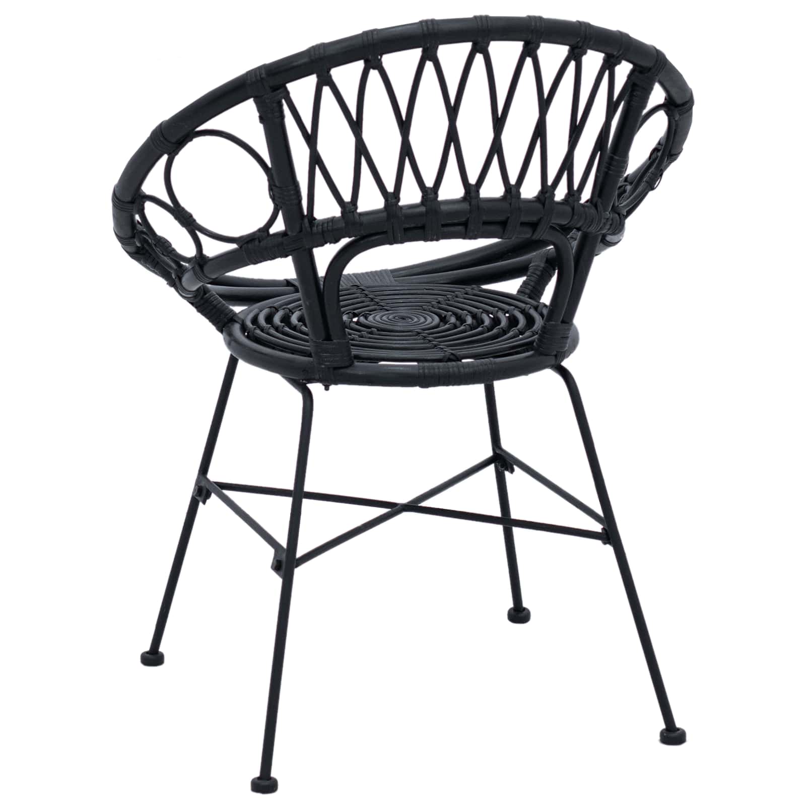 vidaXL Krzesło jadalniane 2 pcs Rattan i żelazo Czarny 54 x 65 x 82 cm
