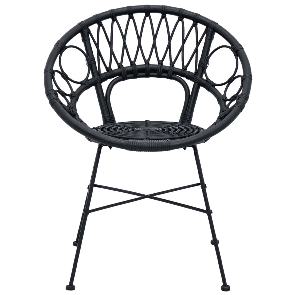 vidaXL Krzesło jadalniane 2 pcs Rattan i żelazo Czarny 54 x 65 x 82 cm
