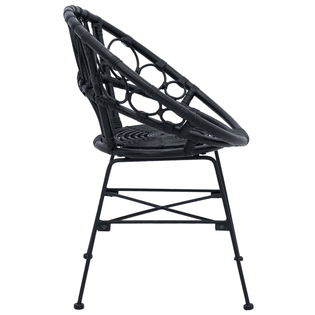 vidaXL Krzesło jadalniane 2 pcs Rattan i żelazo Czarny 54 x 65 x 82 cm