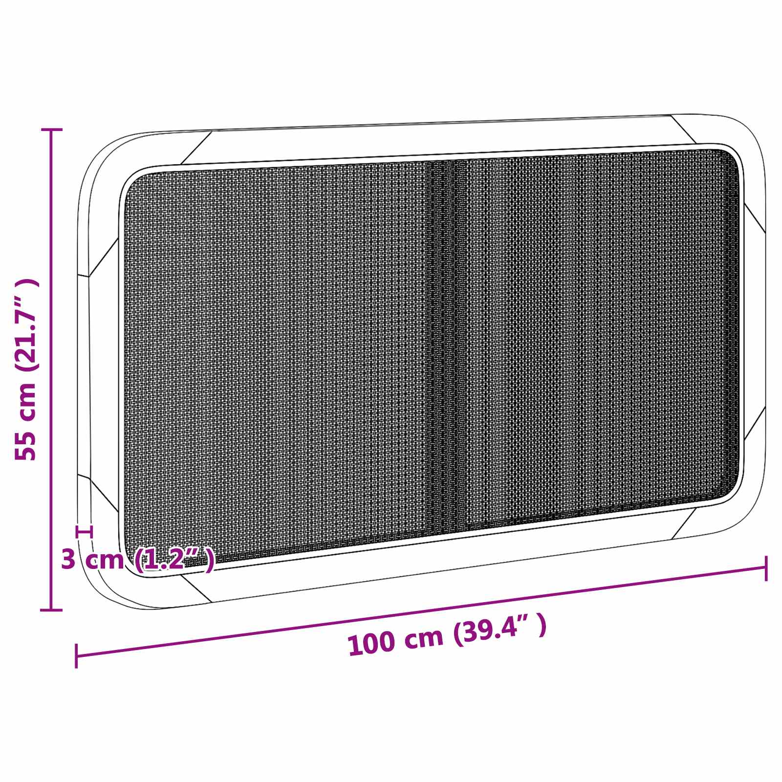 vidaXL Zagłówek Z zagłówkiem Czarny 100 x 55 x 3 cm rattan