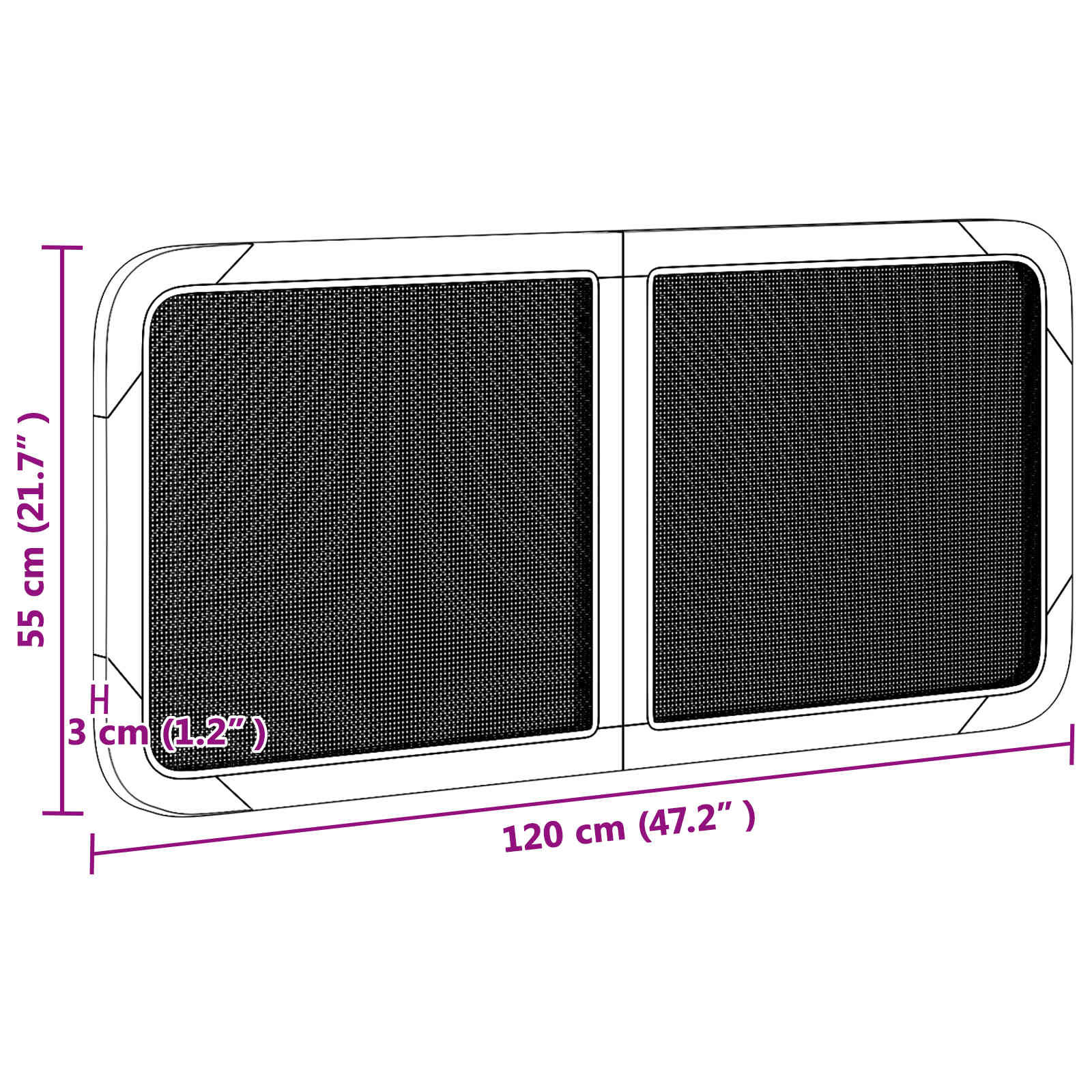 vidaXL Zagłówek Z zagłówkiem Czarny 120 x 55 x 3 cm rattan