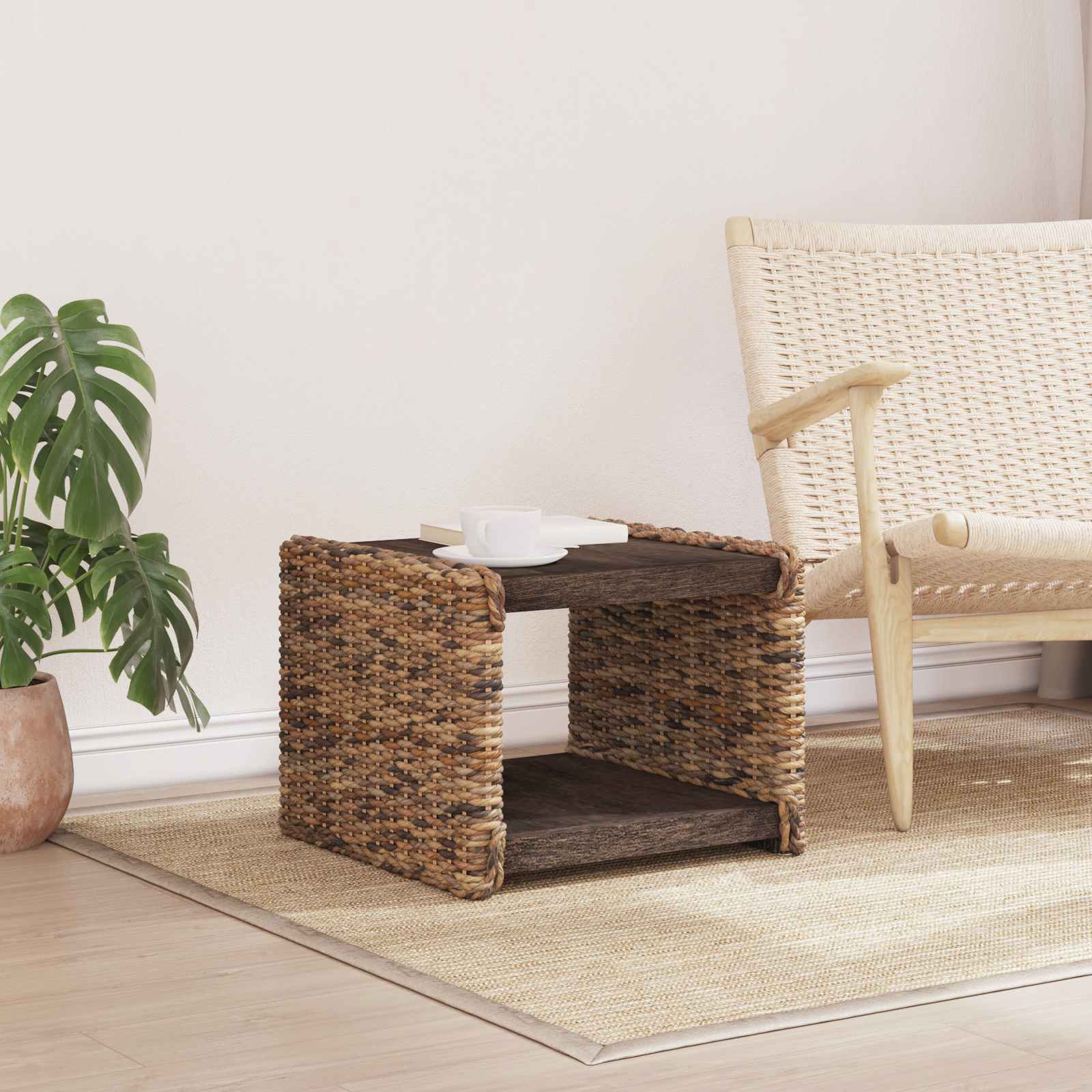 vidaXL Stolik kawowy Naturalny 45 x 45 x 45 cm Lite drewno mahoniowe