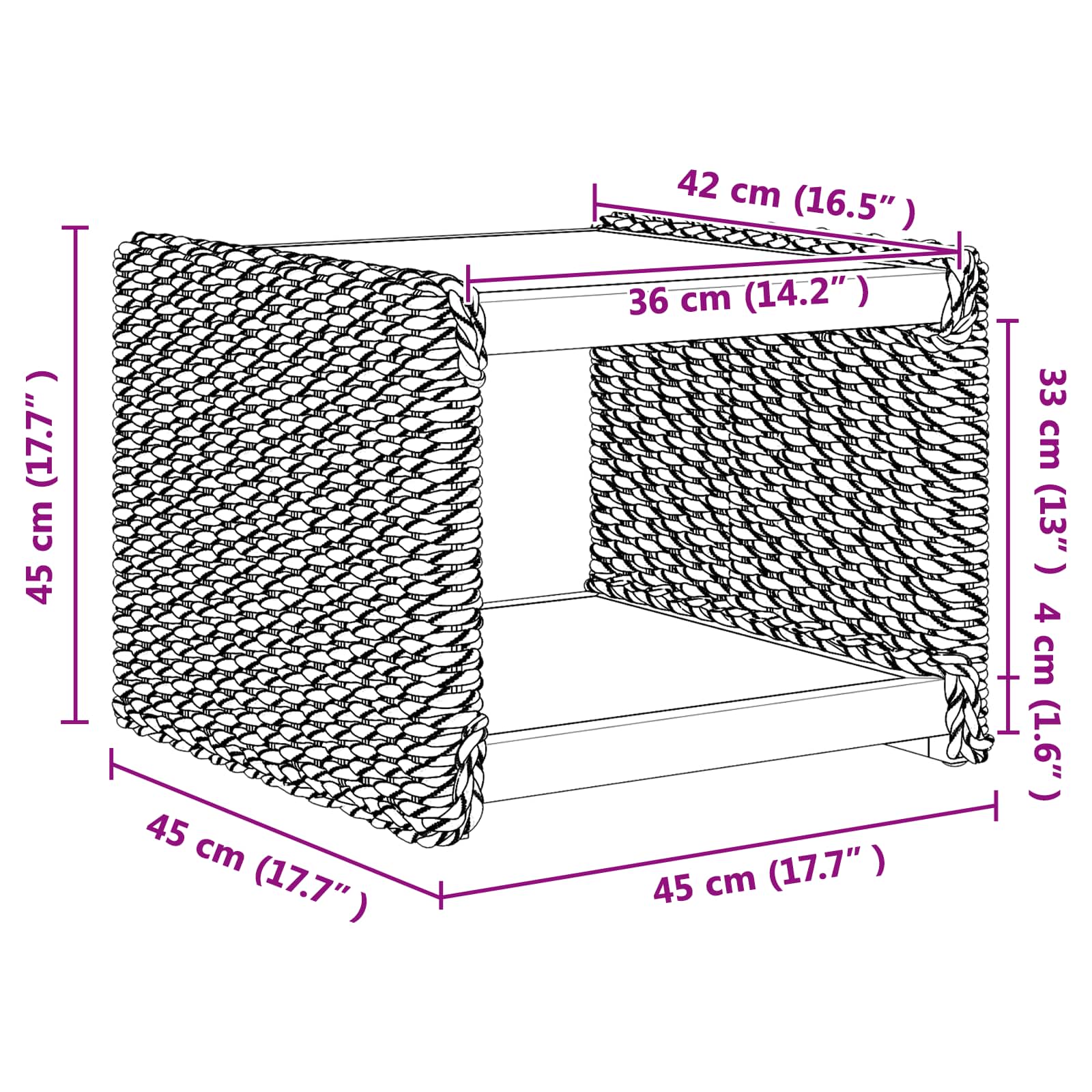 vidaXL Stolik kawowy Naturalny 45 x 45 x 45 cm Lite drewno mahoniowe