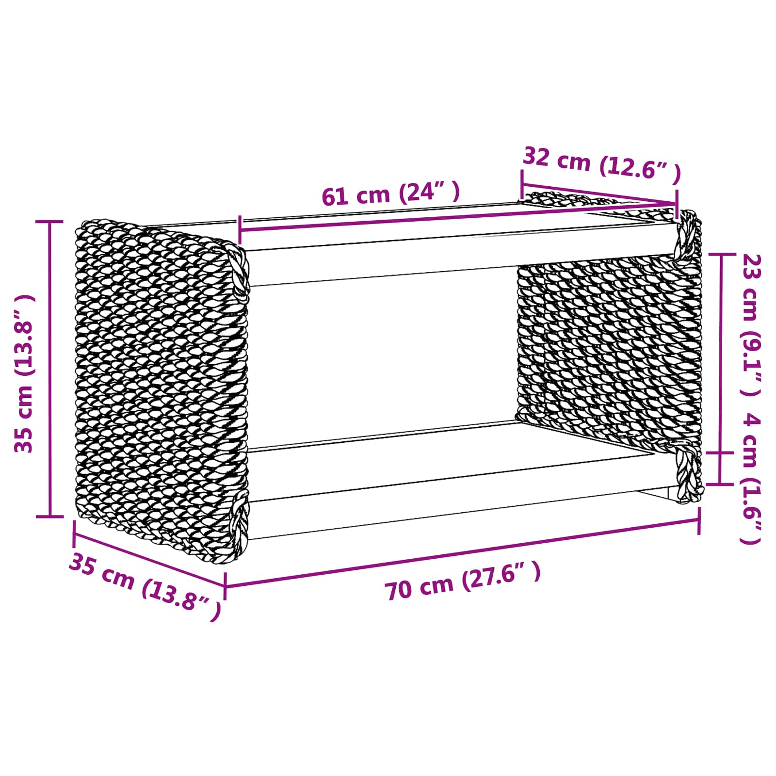vidaXL Stolik kawowy Naturalny 70 x 35 x 35 cm Lite drewno mahoniowe