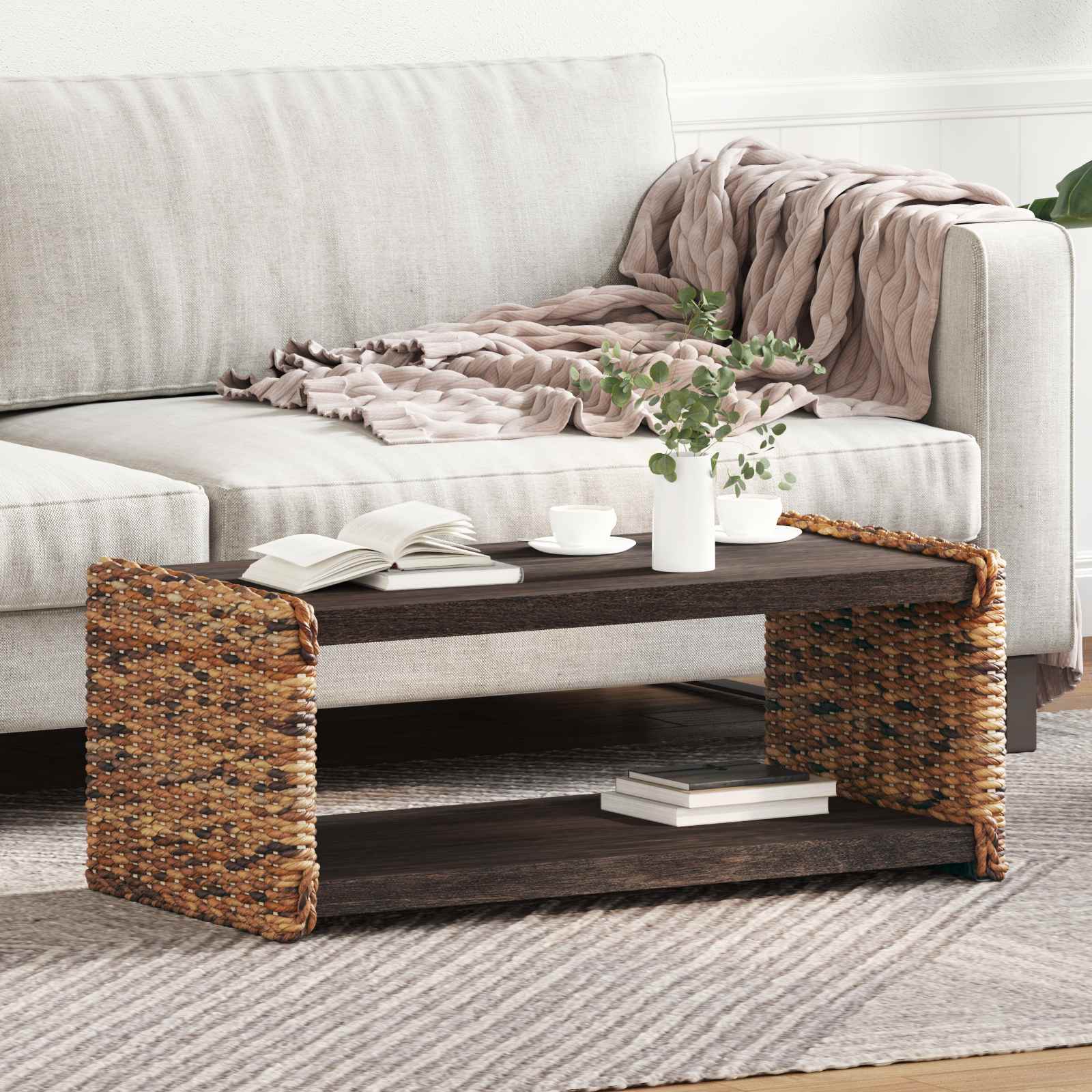 vidaXL Stolik kawowy Naturalny 90 x 45 x 35 cm Lite drewno mahoniowe