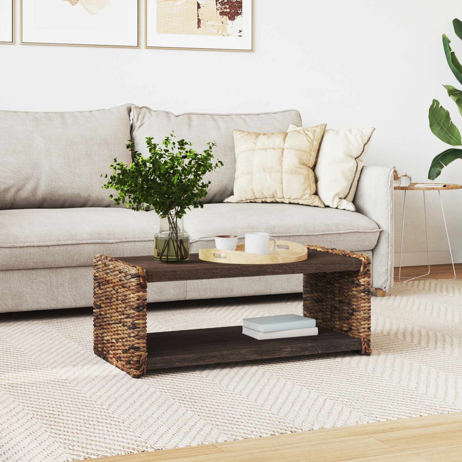vidaXL Stolik kawowy Naturalny 90 x 45 x 35 cm Lite drewno mahoniowe