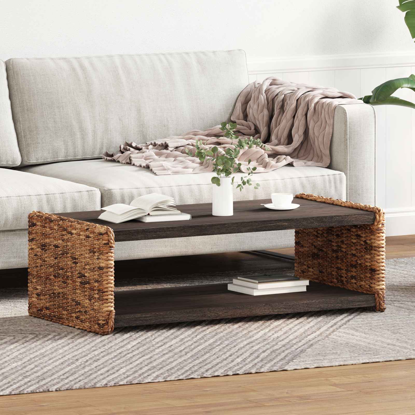 vidaXL Stolik kawowy Naturalny 110 x 55 x 35 cm Lite drewno mahoniowe