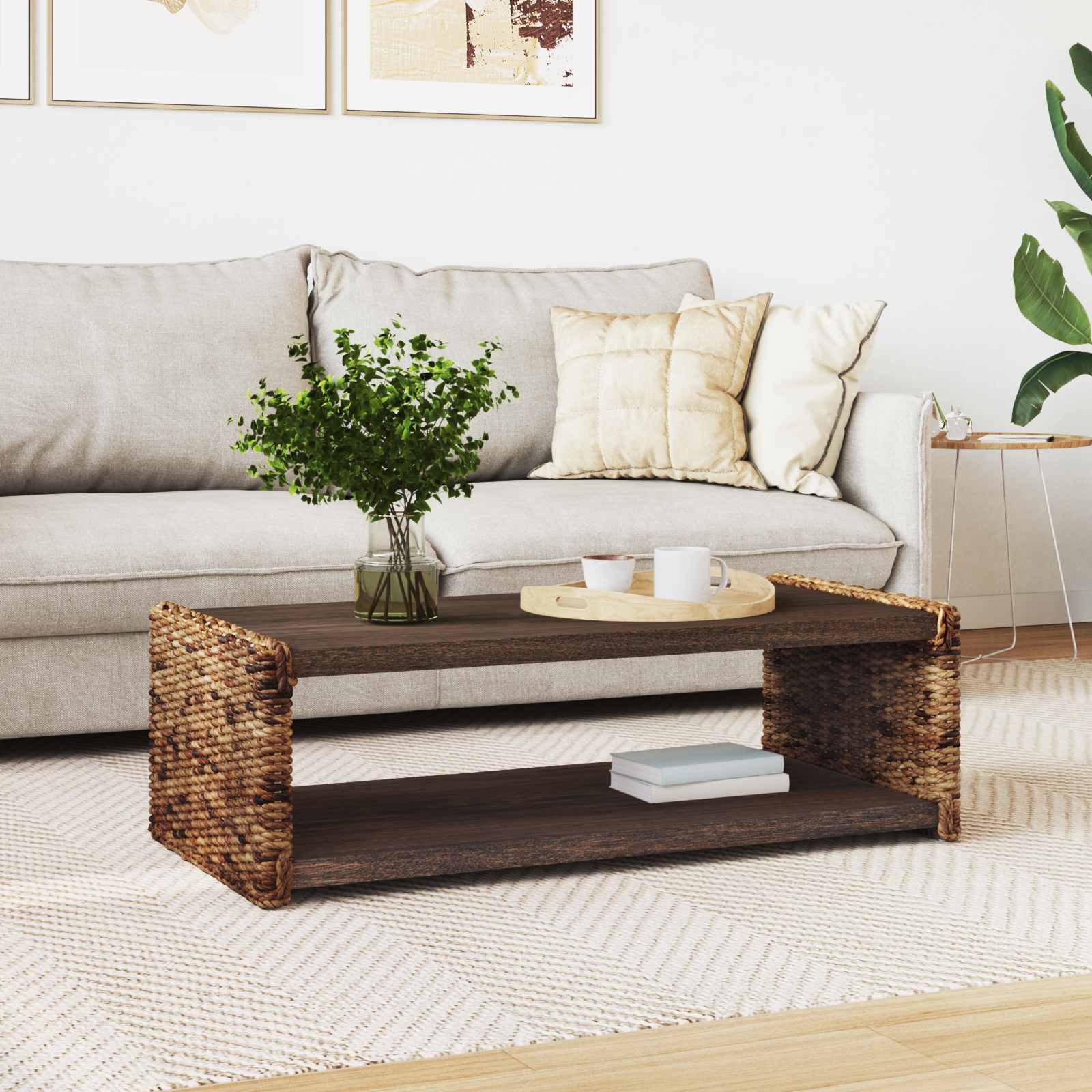 vidaXL Stolik kawowy Naturalny 110 x 55 x 35 cm Lite drewno mahoniowe