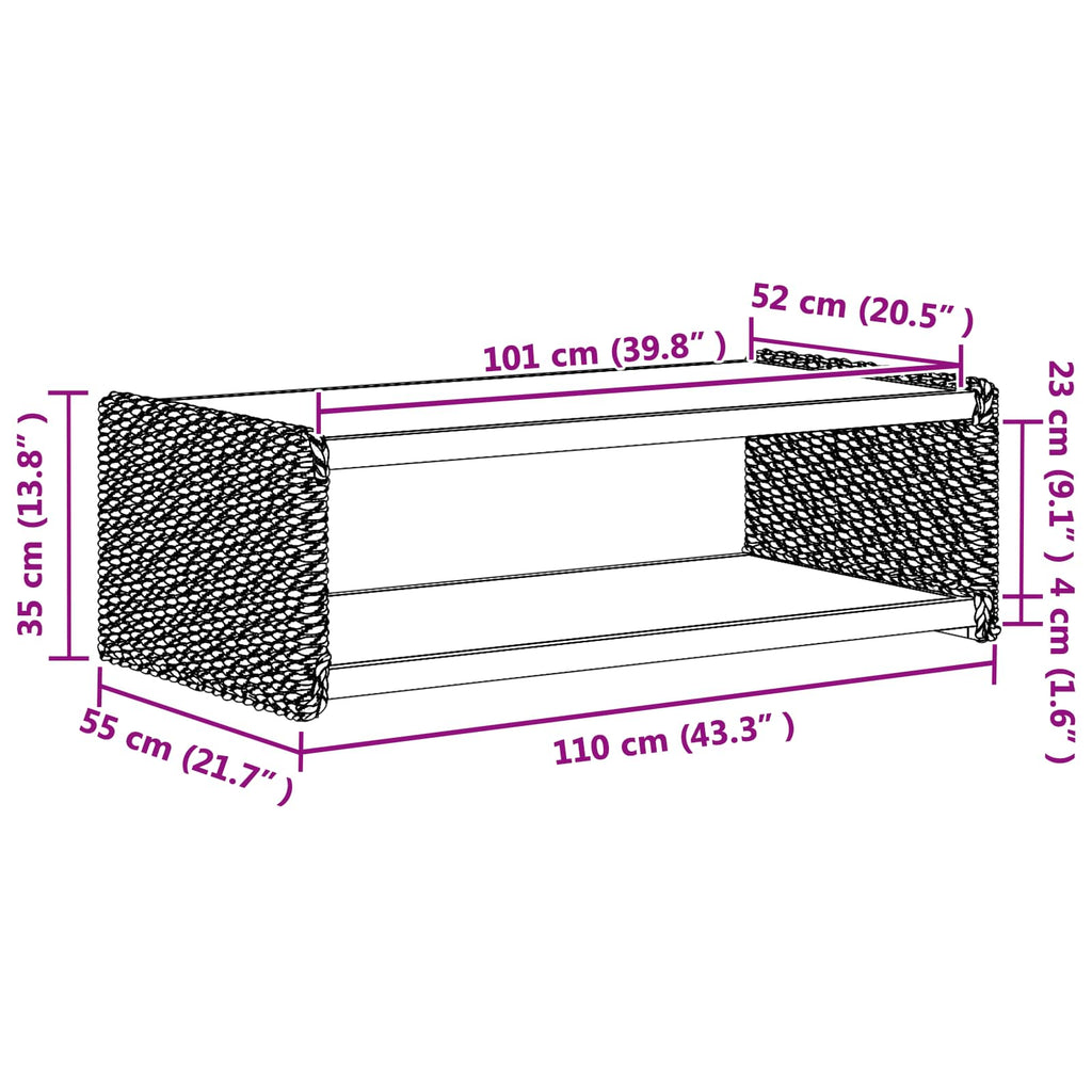 vidaXL Stolik kawowy Naturalny 110 x 55 x 35 cm Lite drewno mahoniowe