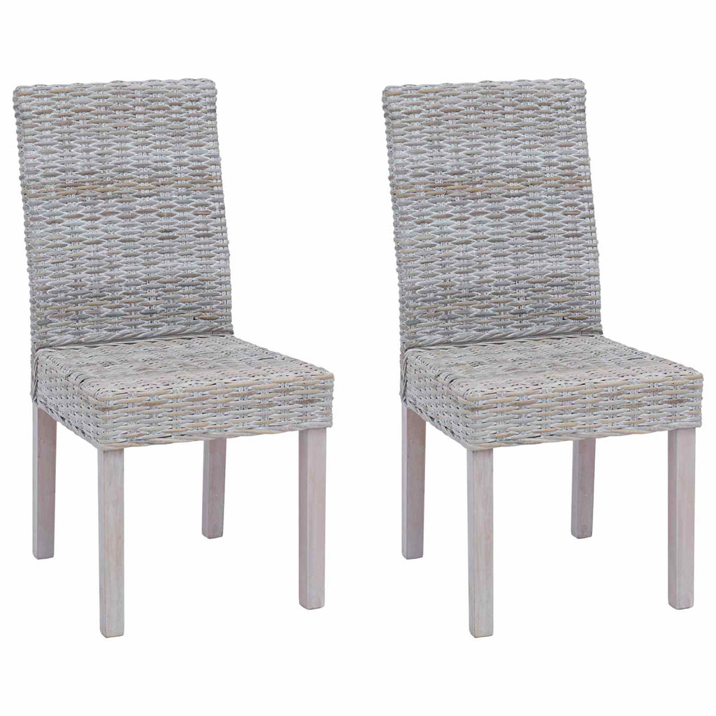 vidaXL Krzesło jadalniane 2 pcs Rattan Kubu i lite drewno mahoń