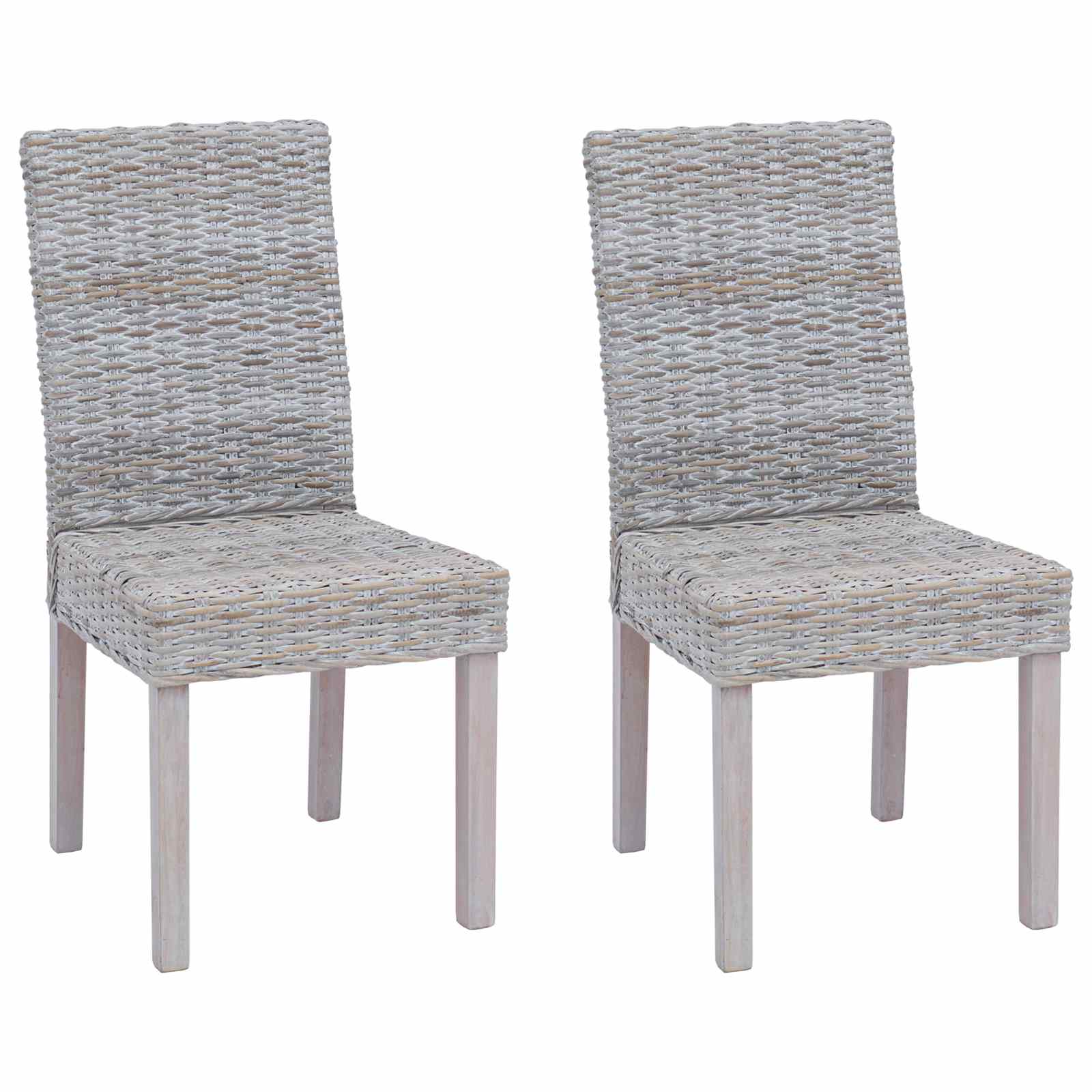 vidaXL Krzesło jadalniane 2 pcs Rattan Kubu i lite drewno mahoń