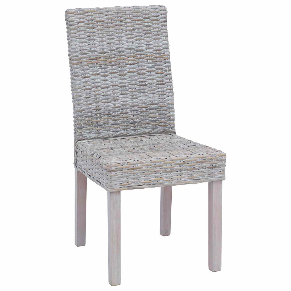 vidaXL Krzesło jadalniane 2 pcs Rattan Kubu i lite drewno mahoń