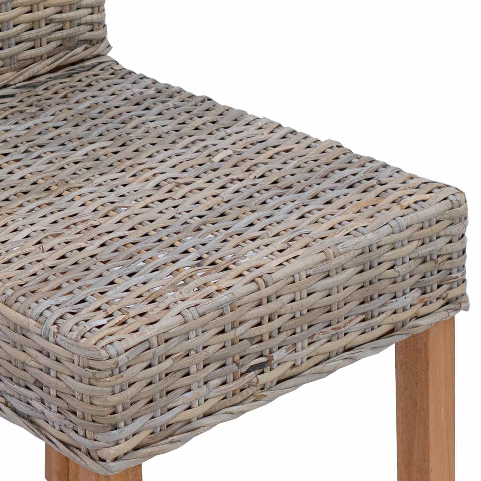 vidaXL Krzesło jadalniane 2 pcs Rattan Kubu i lite drewno mahoń