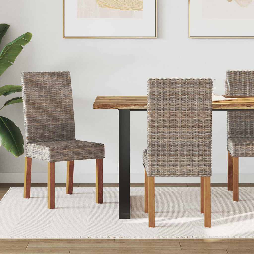 vidaXL Krzesło jadalniane 2 pcs Rattan Kubu i lite drewno mahoń