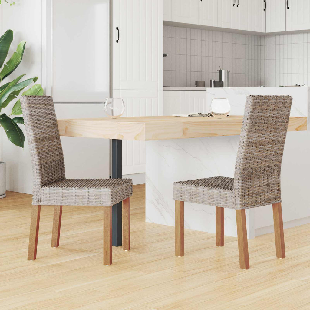 vidaXL Krzesło jadalniane 2 pcs Rattan Kubu i lite drewno mahoń