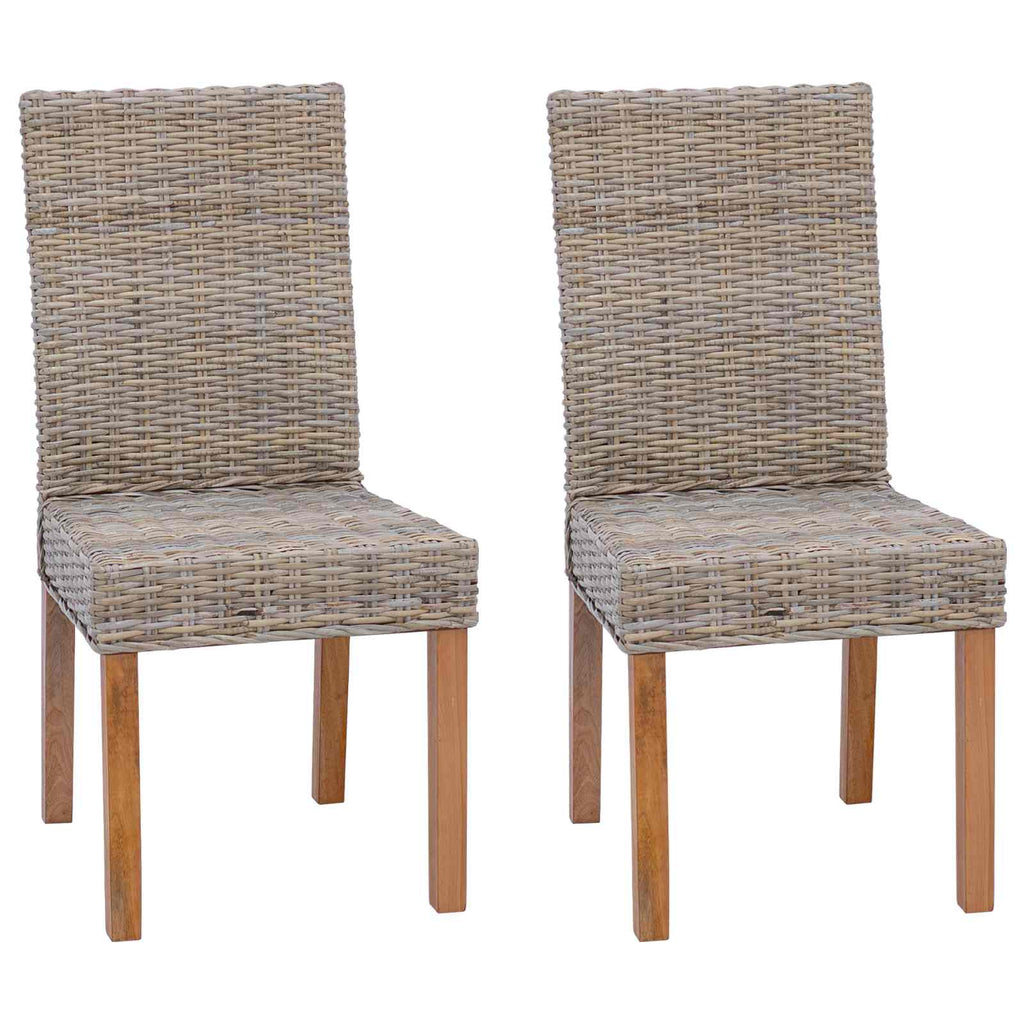 vidaXL Krzesło jadalniane 2 pcs Rattan Kubu i lite drewno mahoń