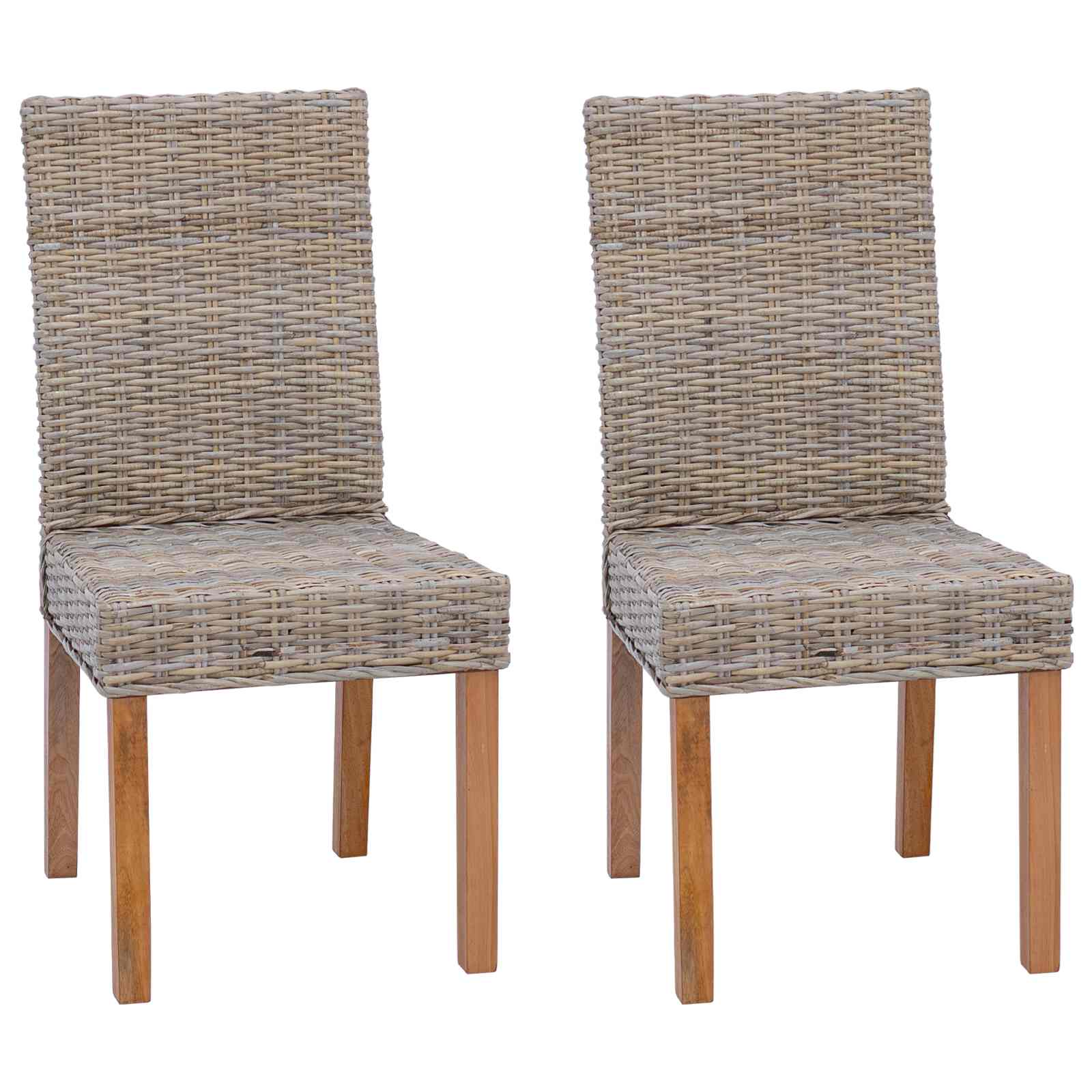 vidaXL Krzesło jadalniane 2 pcs Rattan Kubu i lite drewno mahoń