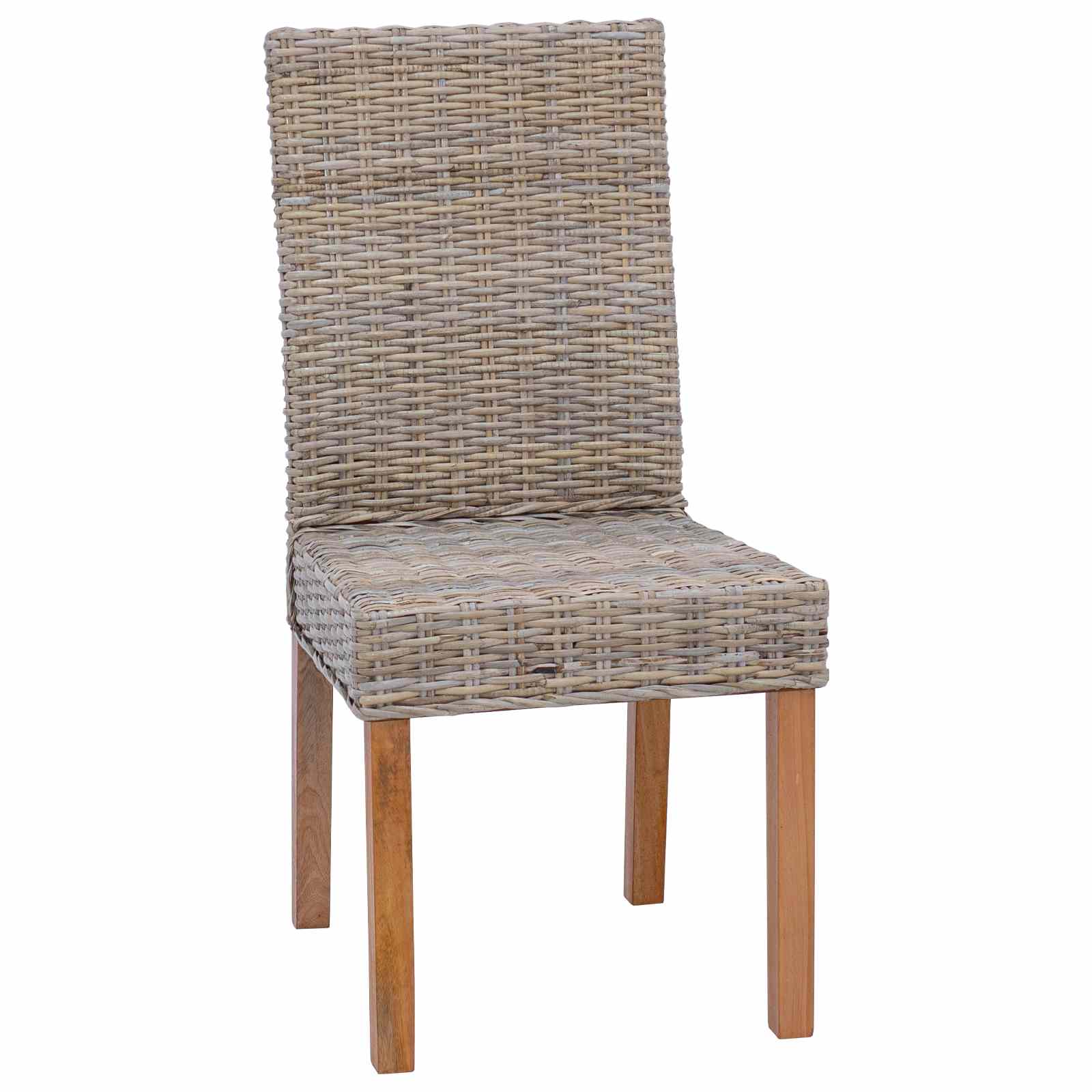 vidaXL Krzesło jadalniane 2 pcs Rattan Kubu i lite drewno mahoń
