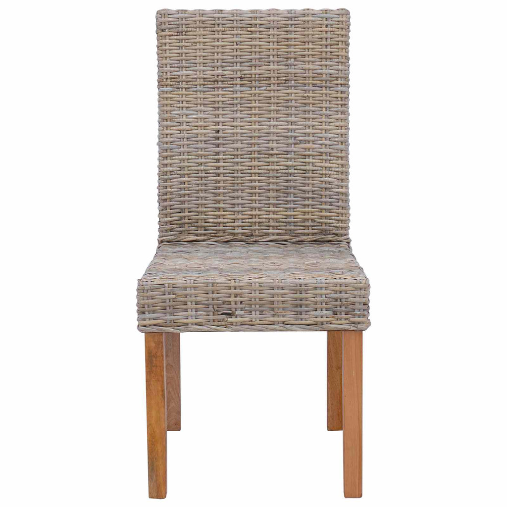 vidaXL Krzesło jadalniane 2 pcs Rattan Kubu i lite drewno mahoń