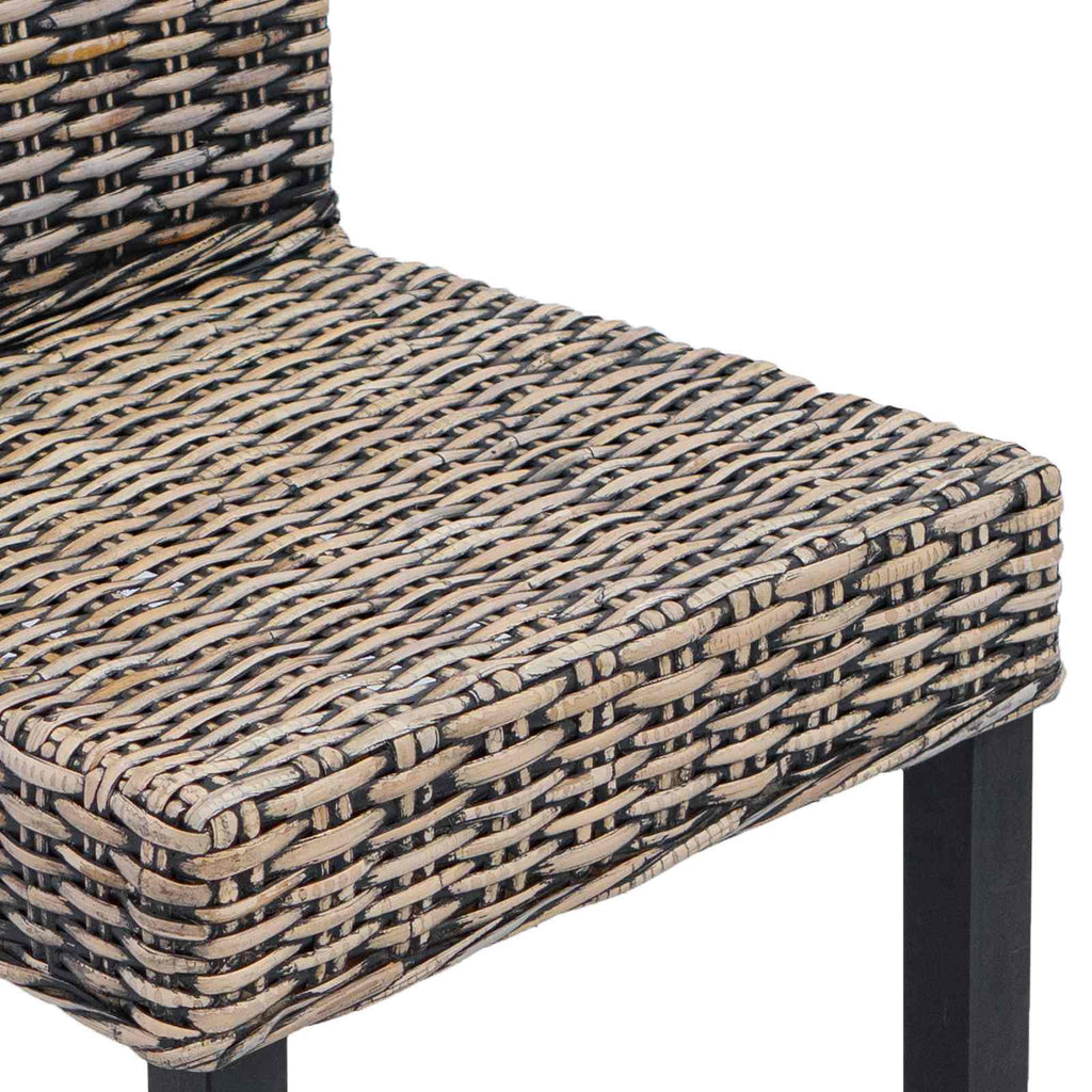 vidaXL Krzesło jadalniane 2 pcs Rattan Kubu i lite drewno mahoń