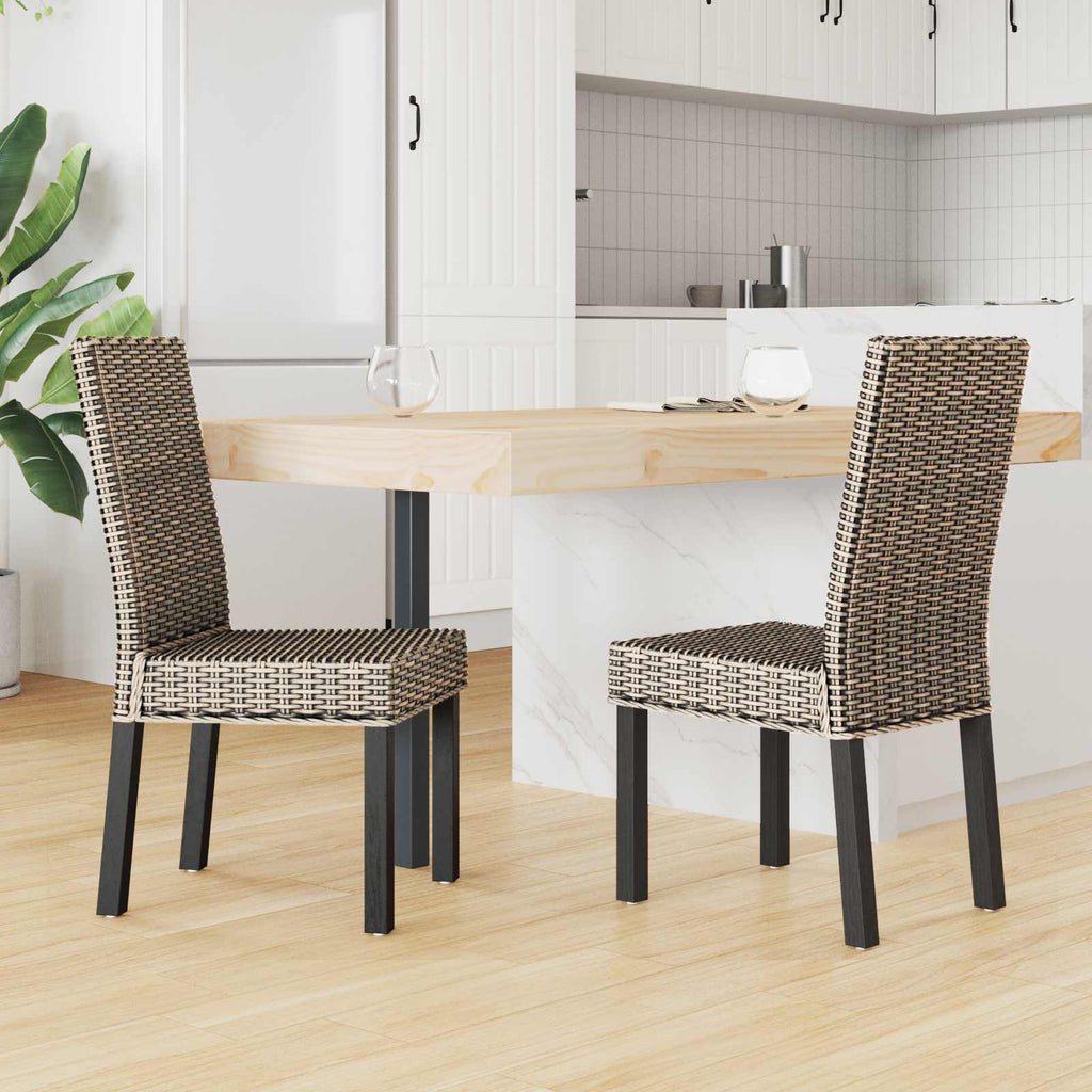 vidaXL Krzesło jadalniane 2 pcs Rattan Kubu i lite drewno mahoń