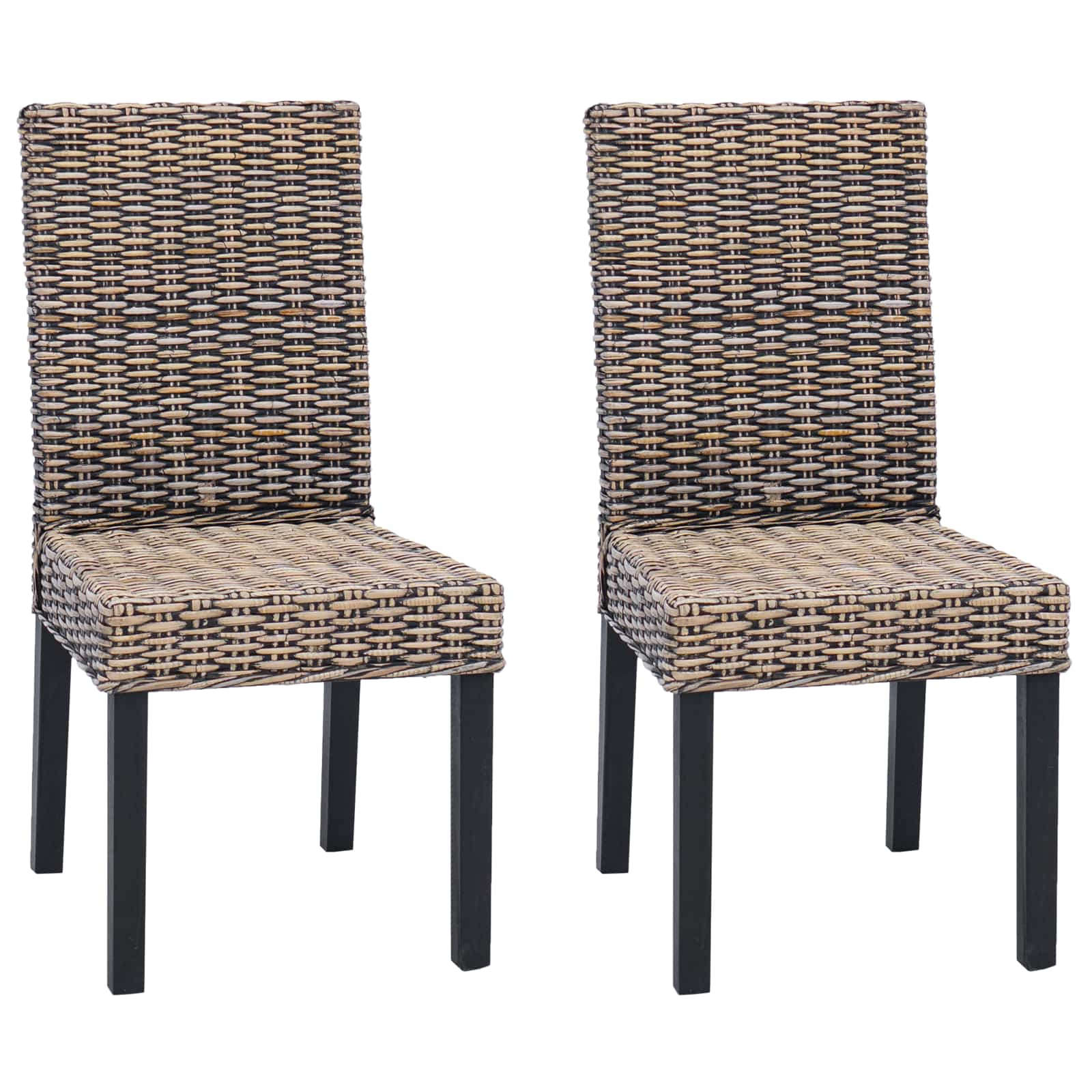 vidaXL Krzesło jadalniane 2 pcs Rattan Kubu i lite drewno mahoń