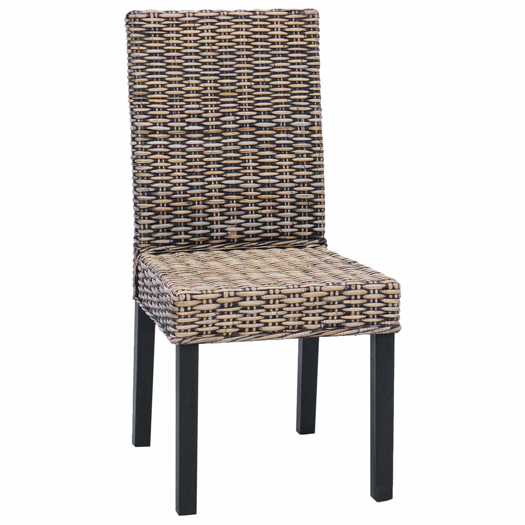 vidaXL Krzesło jadalniane 2 pcs Rattan Kubu i lite drewno mahoń