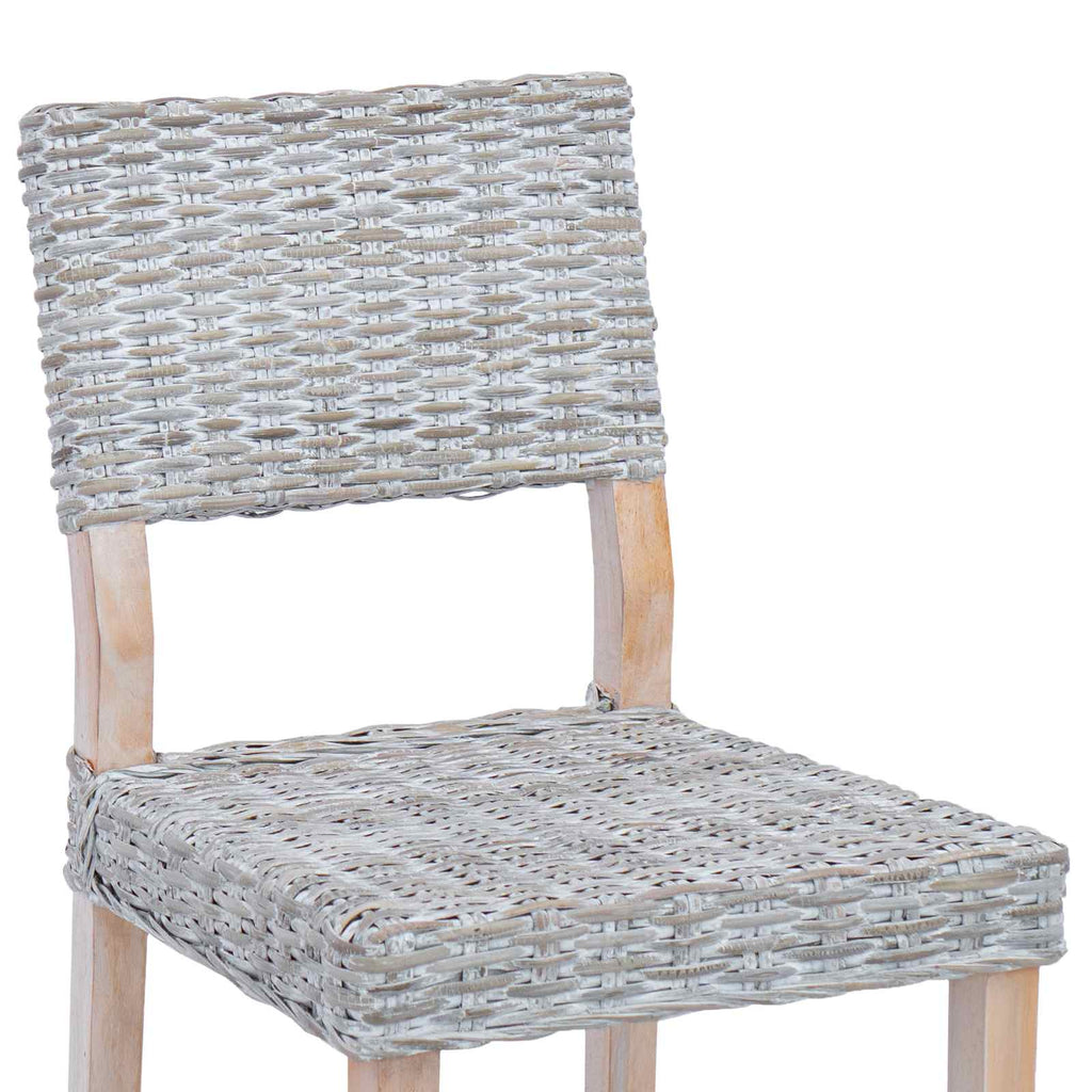 vidaXL Krzesło jadalniane 2 pcs Rattan Kubu Białe pranie