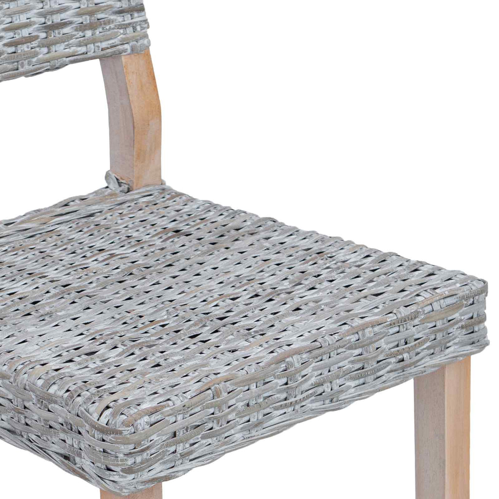 vidaXL Krzesło jadalniane 2 pcs Rattan Kubu Białe pranie