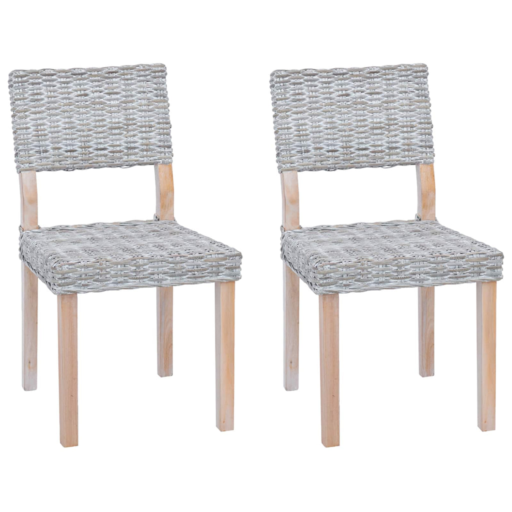 vidaXL Krzesło jadalniane 2 pcs Rattan Kubu Białe pranie