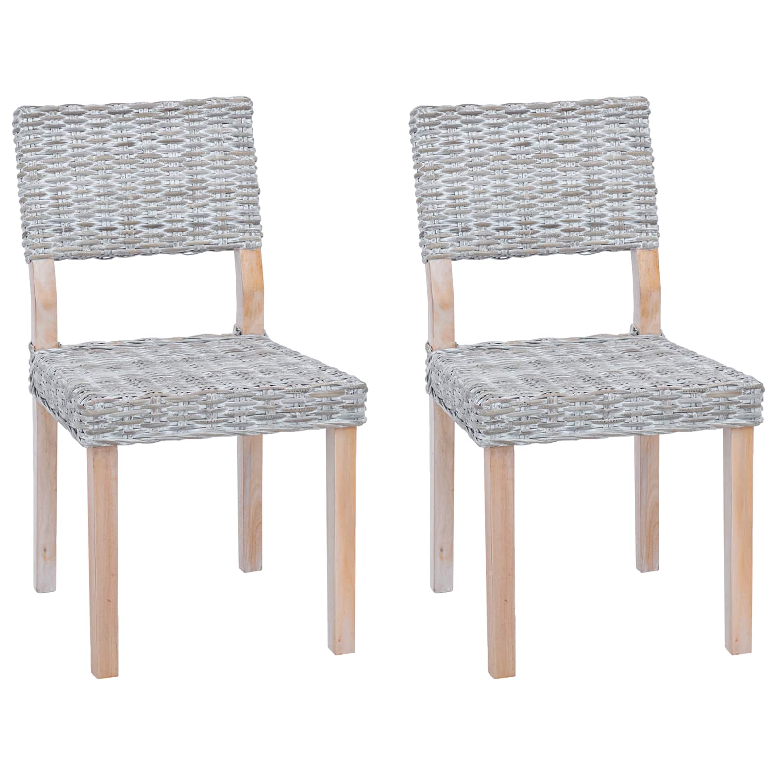 vidaXL Krzesło jadalniane 2 pcs Rattan Kubu Białe pranie