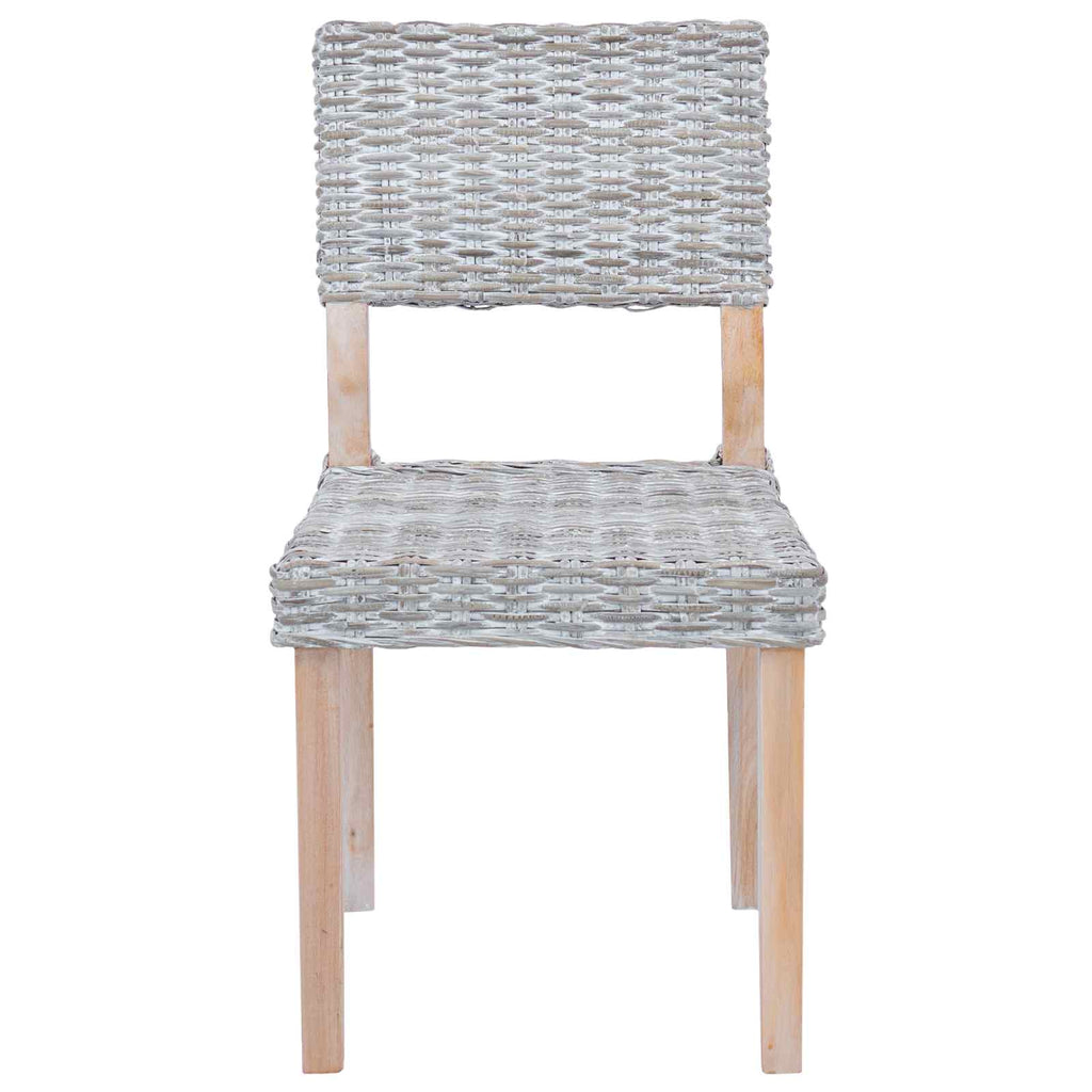 vidaXL Krzesło jadalniane 2 pcs Rattan Kubu Białe pranie