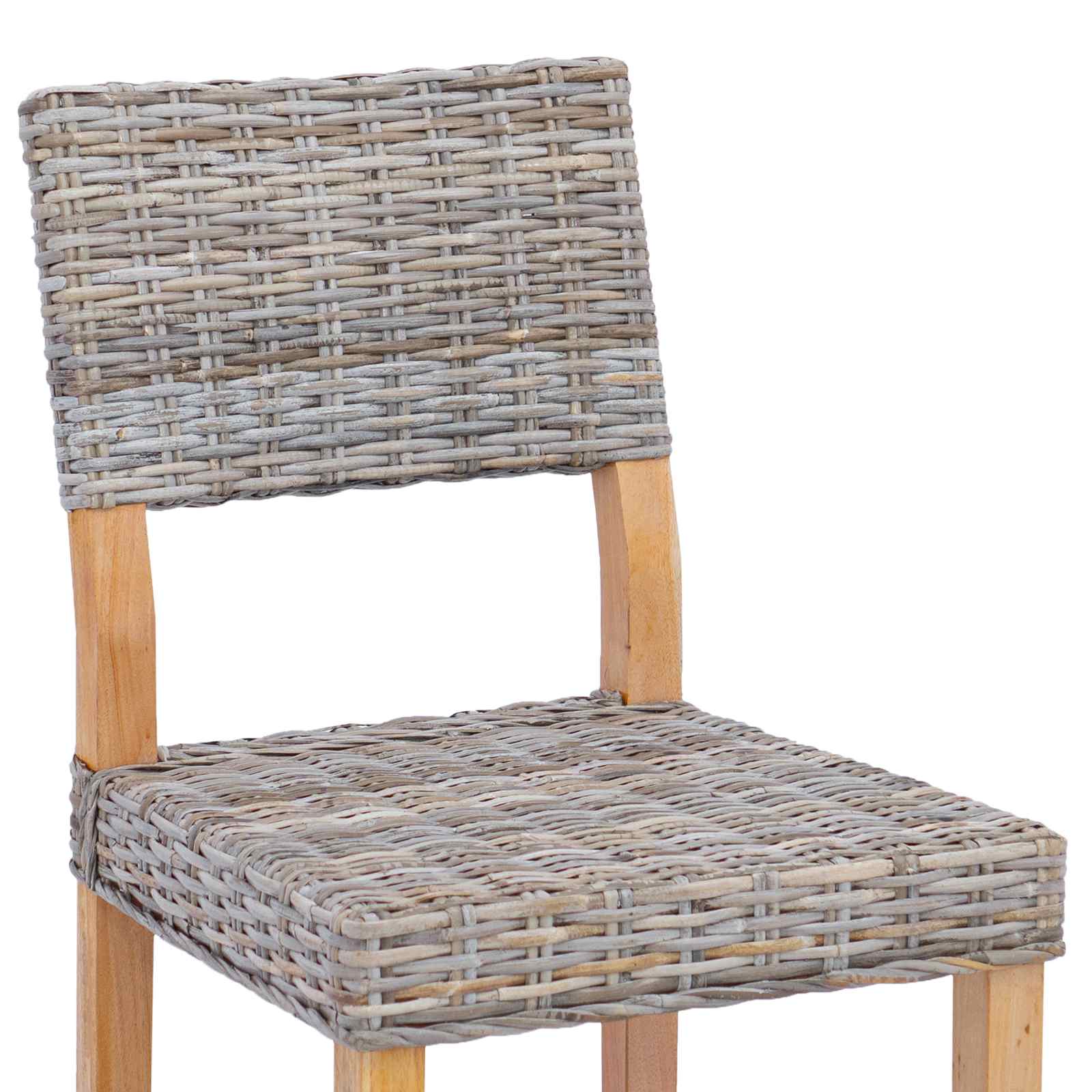 vidaXL Krzesło jadalniane 2 pcs Rattan Kubu Kubu Szary 46 x 55 x 84 cm