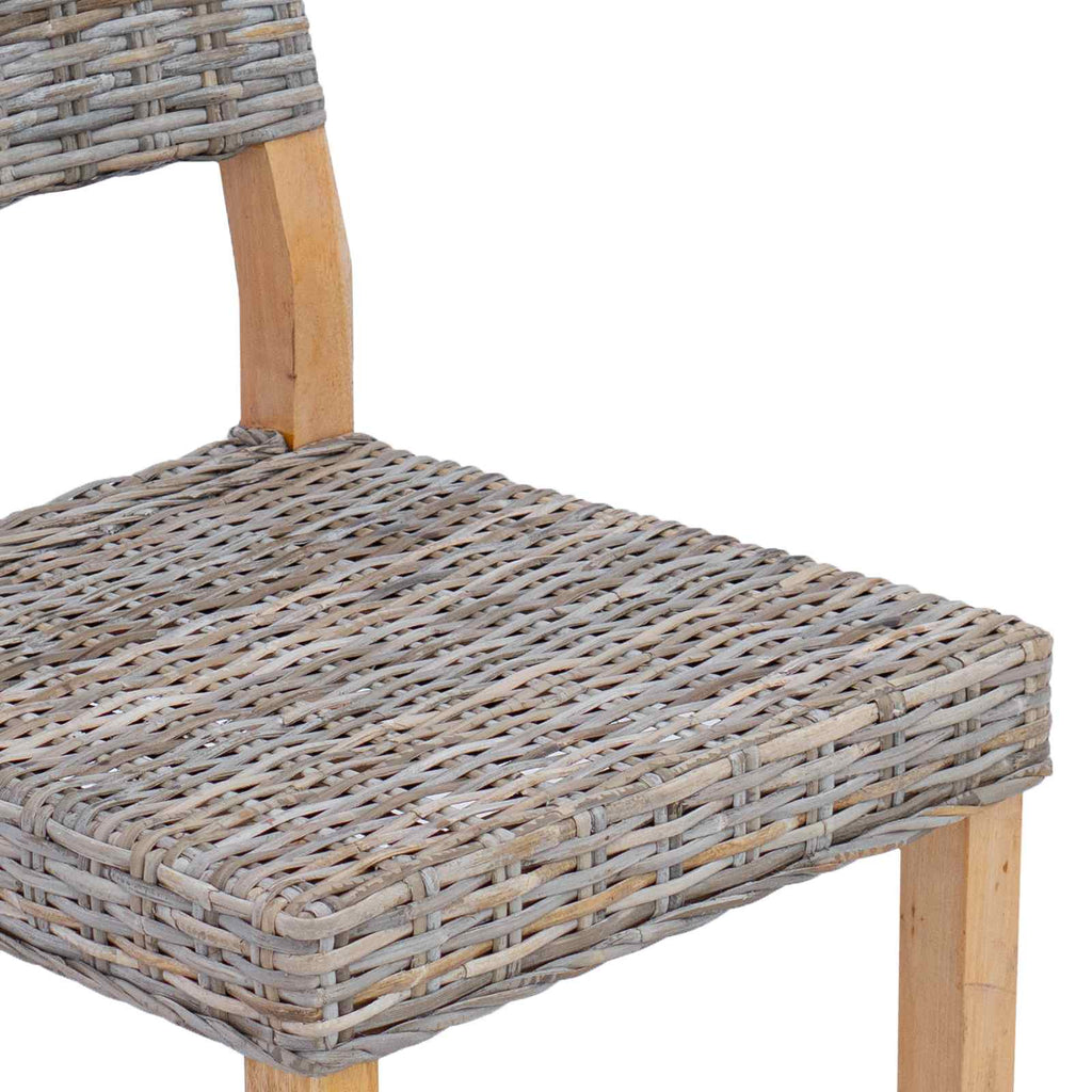 vidaXL Krzesło jadalniane 2 pcs Rattan Kubu Kubu Szary 46 x 55 x 84 cm