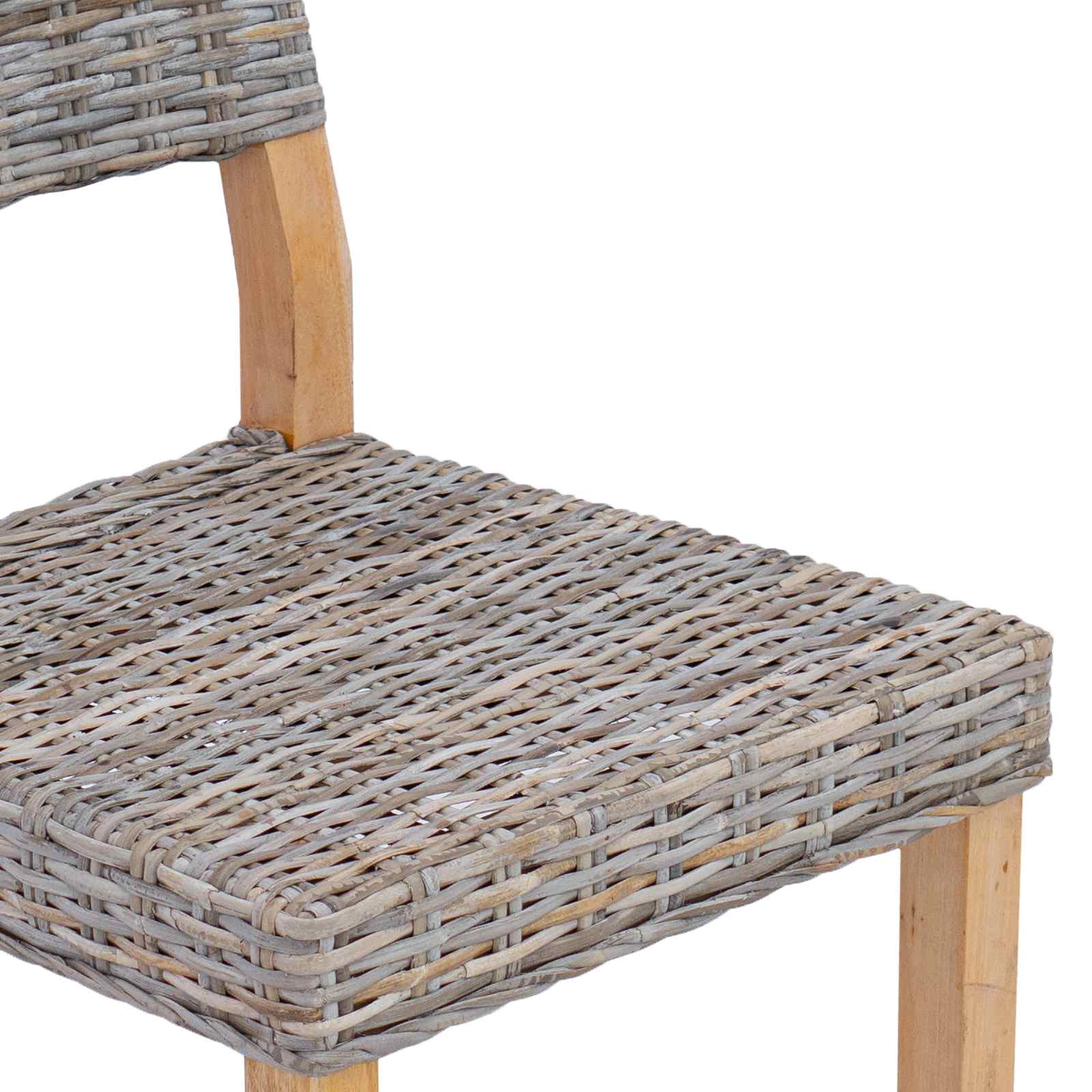 vidaXL Krzesło jadalniane 2 pcs Rattan Kubu Kubu Szary 46 x 55 x 84 cm