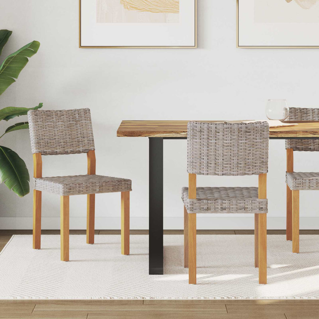 vidaXL Krzesło jadalniane 2 pcs Rattan Kubu Kubu Szary 46 x 55 x 84 cm