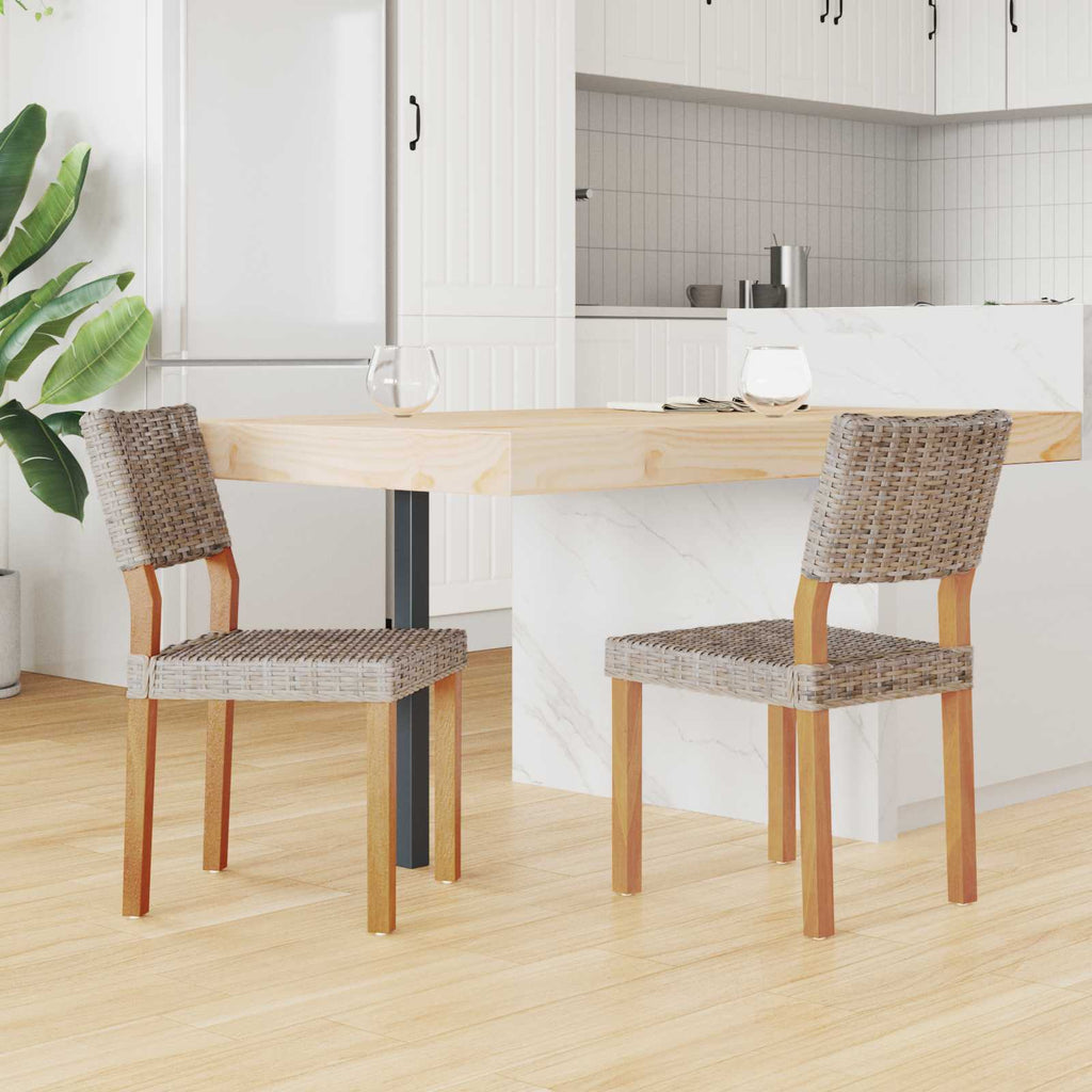 vidaXL Krzesło jadalniane 2 pcs Rattan Kubu Kubu Szary 46 x 55 x 84 cm