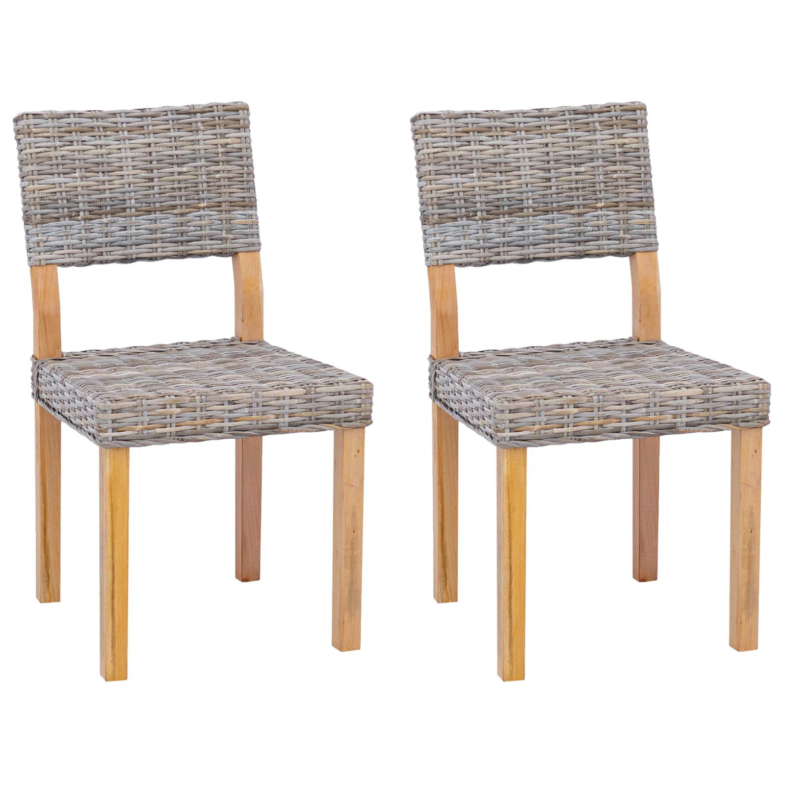 vidaXL Krzesło jadalniane 2 pcs Rattan Kubu Kubu Szary 46 x 55 x 84 cm