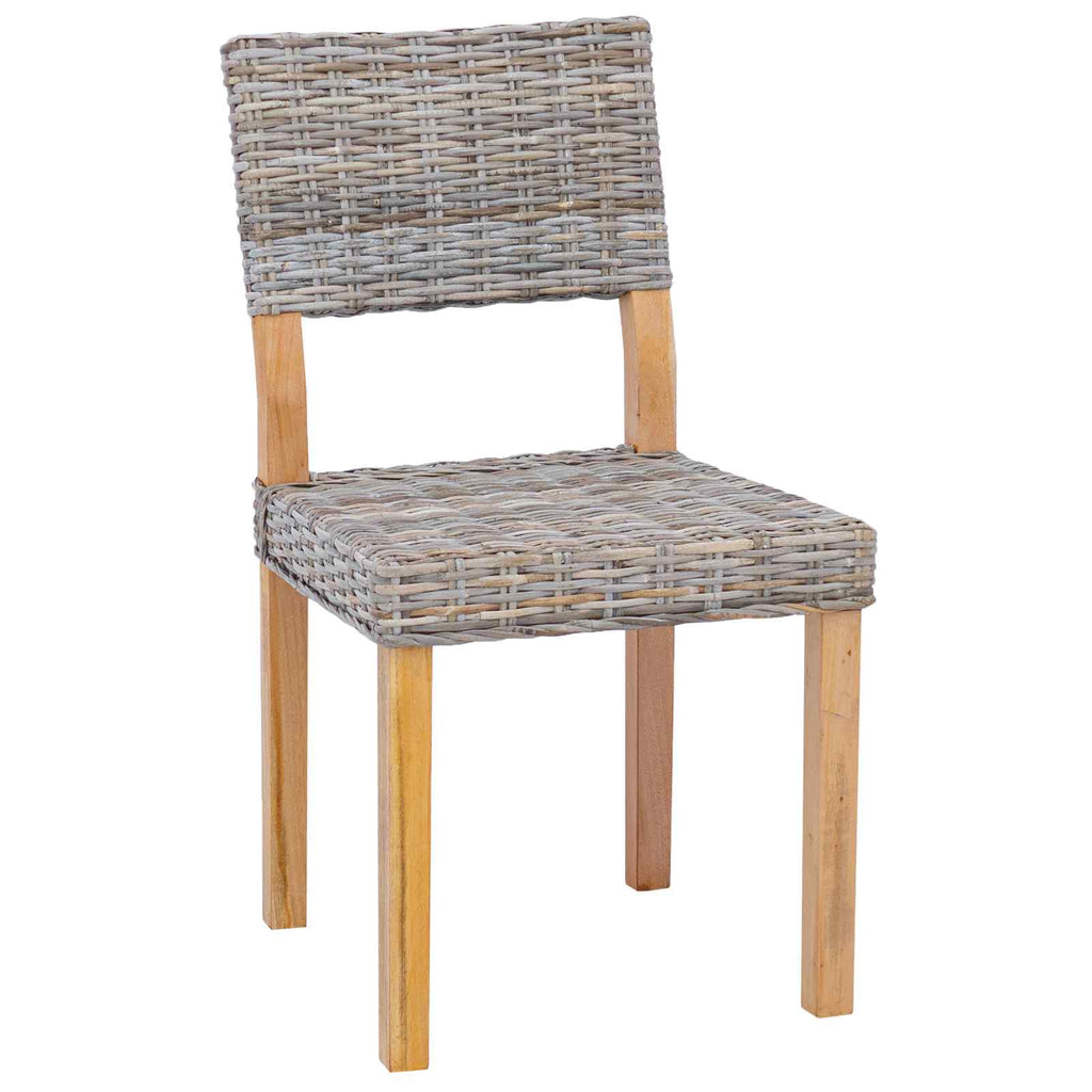 vidaXL Krzesło jadalniane 2 pcs Rattan Kubu Kubu Szary 46 x 55 x 84 cm