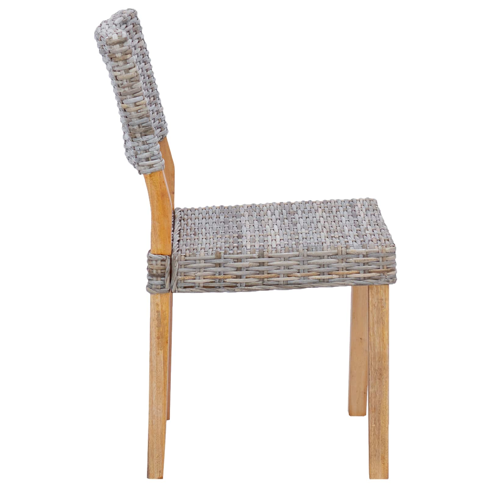 vidaXL Krzesło jadalniane 2 pcs Rattan Kubu Kubu Szary 46 x 55 x 84 cm