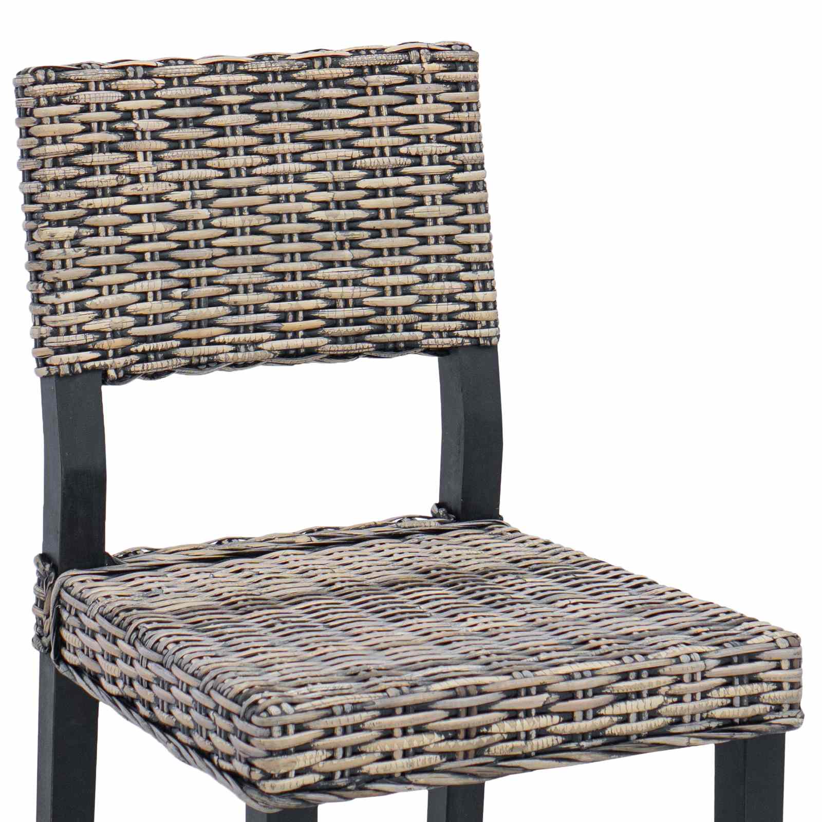 vidaXL Krzesło jadalniane 2 pcs Rattan Kubu Czarne pranie
