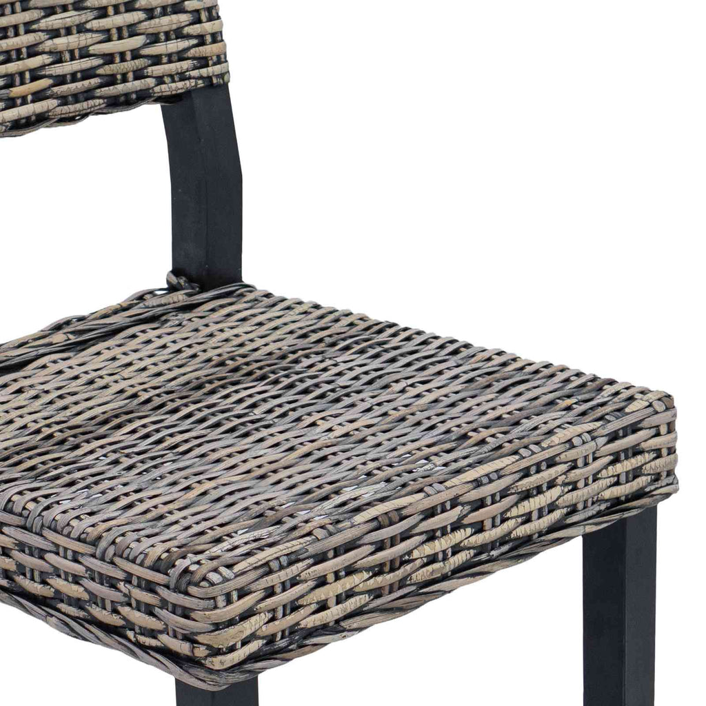 vidaXL Krzesło jadalniane 2 pcs Rattan Kubu Czarne pranie