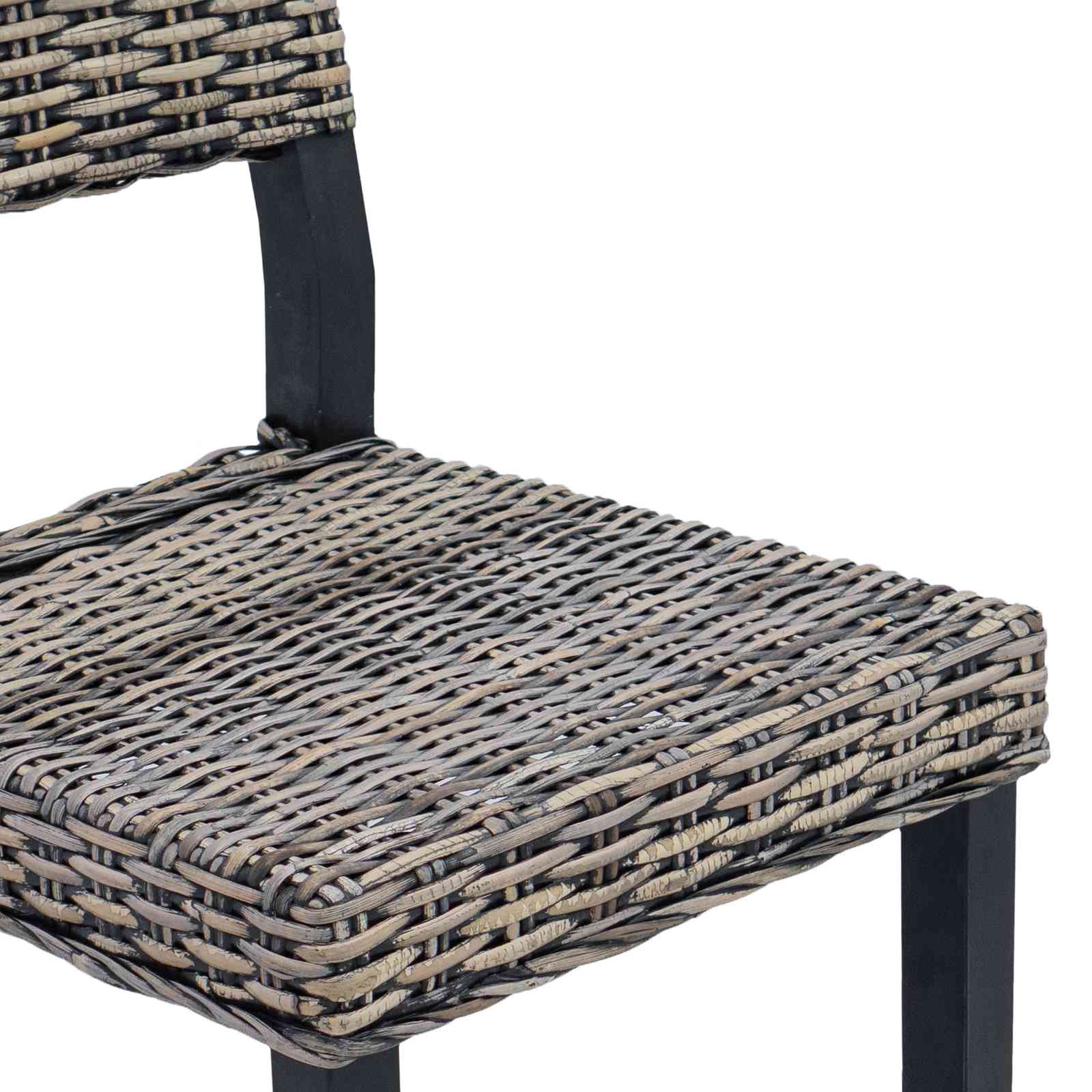 vidaXL Krzesło jadalniane 2 pcs Rattan Kubu Czarne pranie
